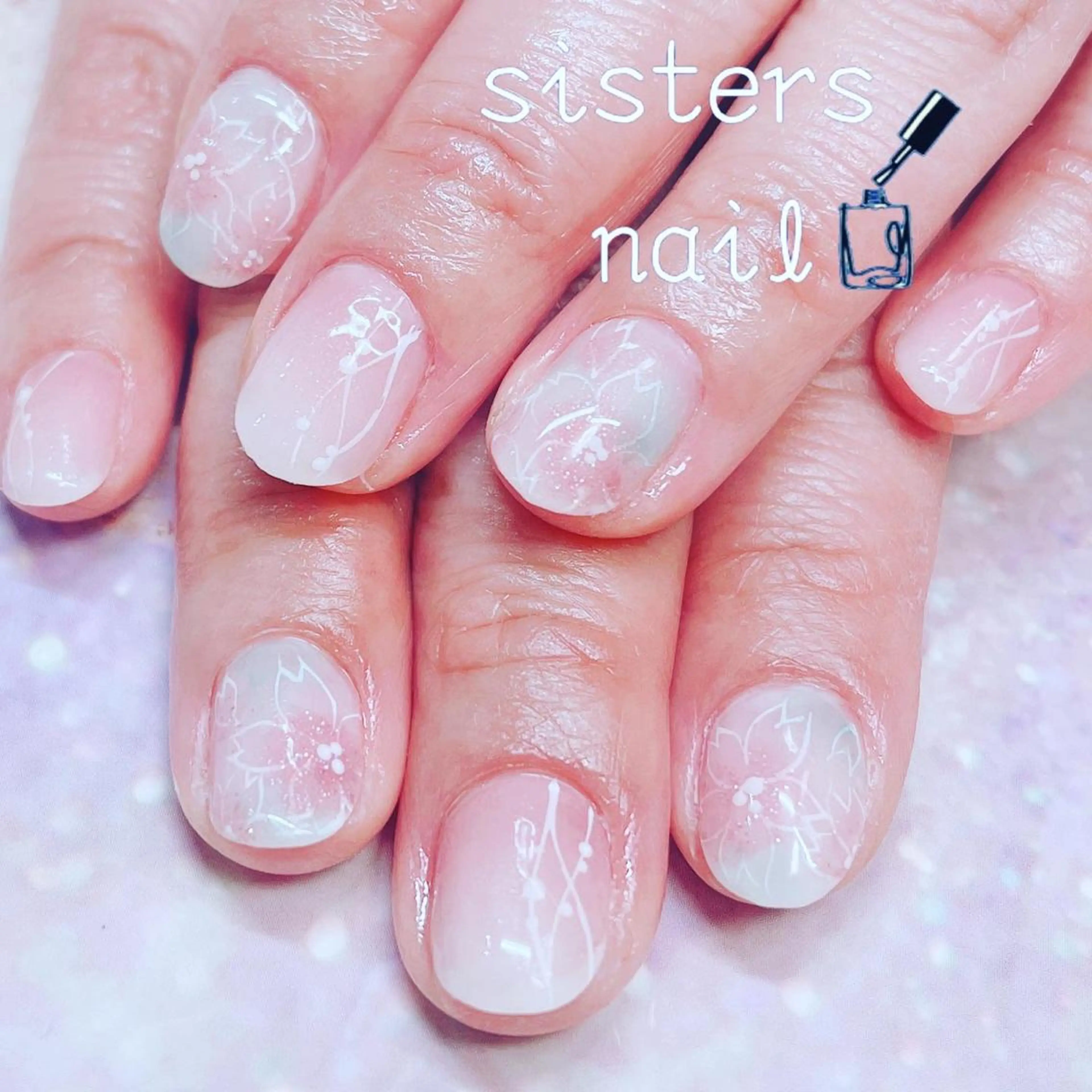 ネイル アートネイル 桜ネイル フラワーネイル ニュアンスネイル 春ネイル sisters nail.fのネイルデザイン