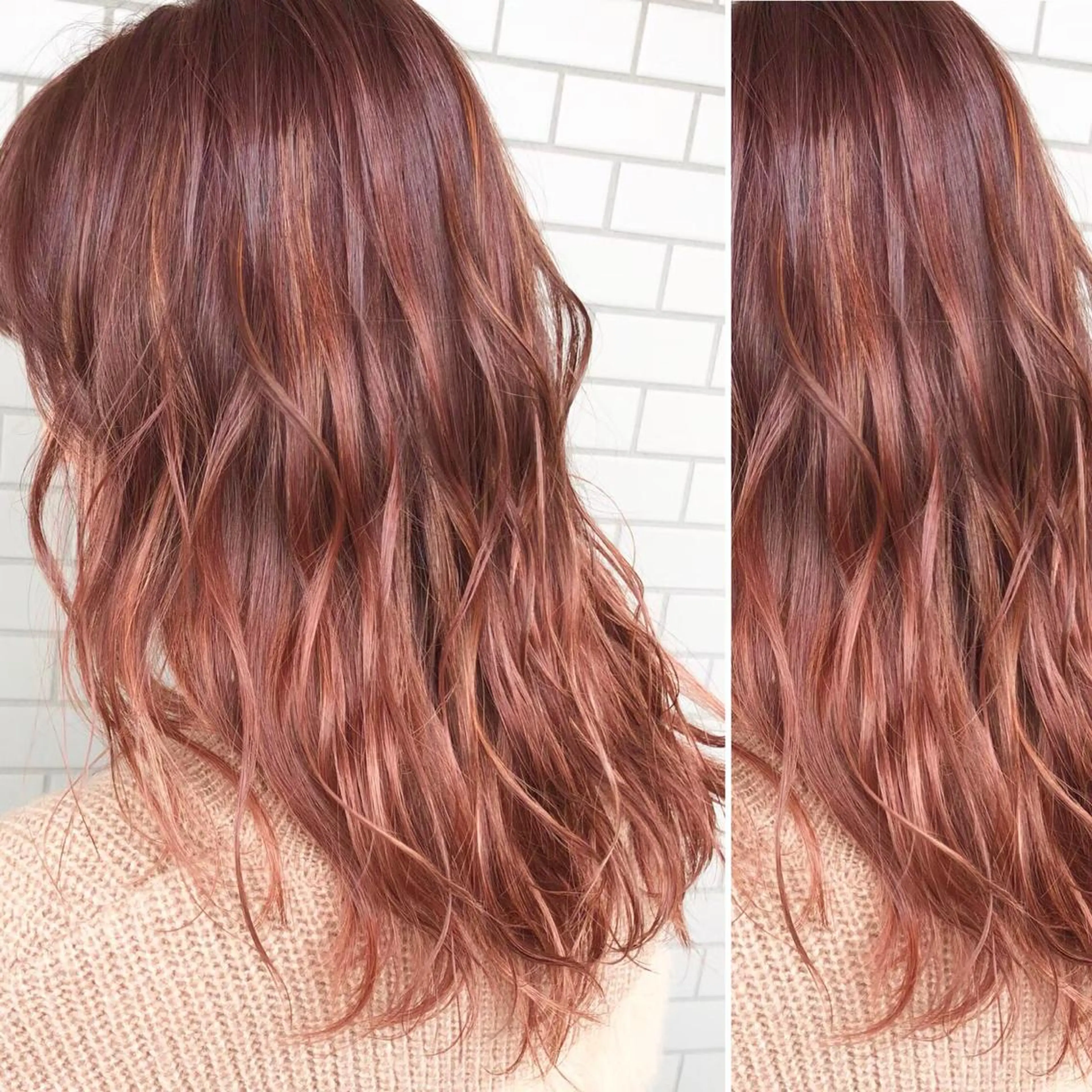 ミディアム カラー JuNブリーチに 縮毛矯正するプロのヘアスタイル