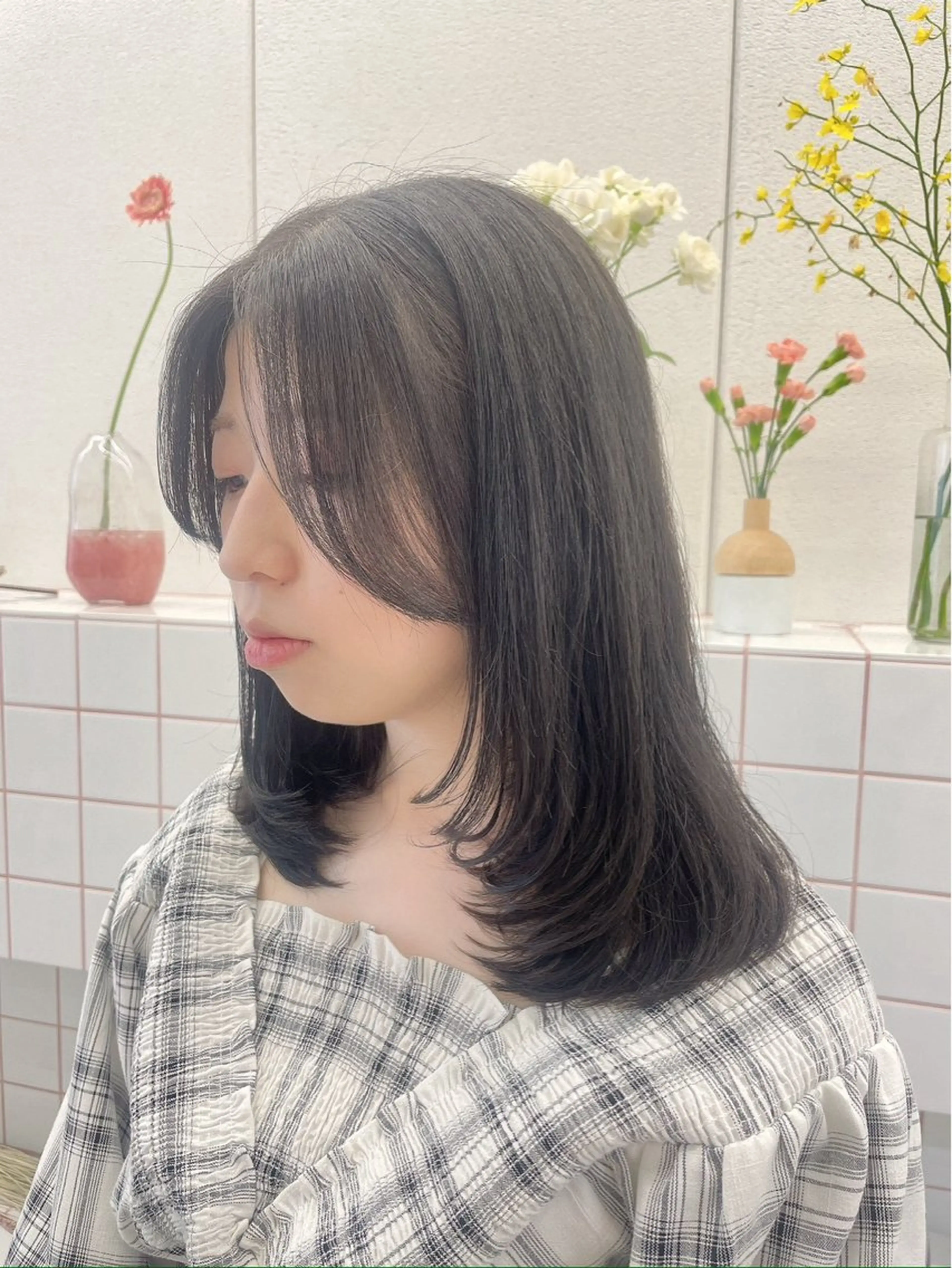 ミディアム カラー ヘアカラー 💐花屋併設💐 宮園　雛羽のヘアスタイル