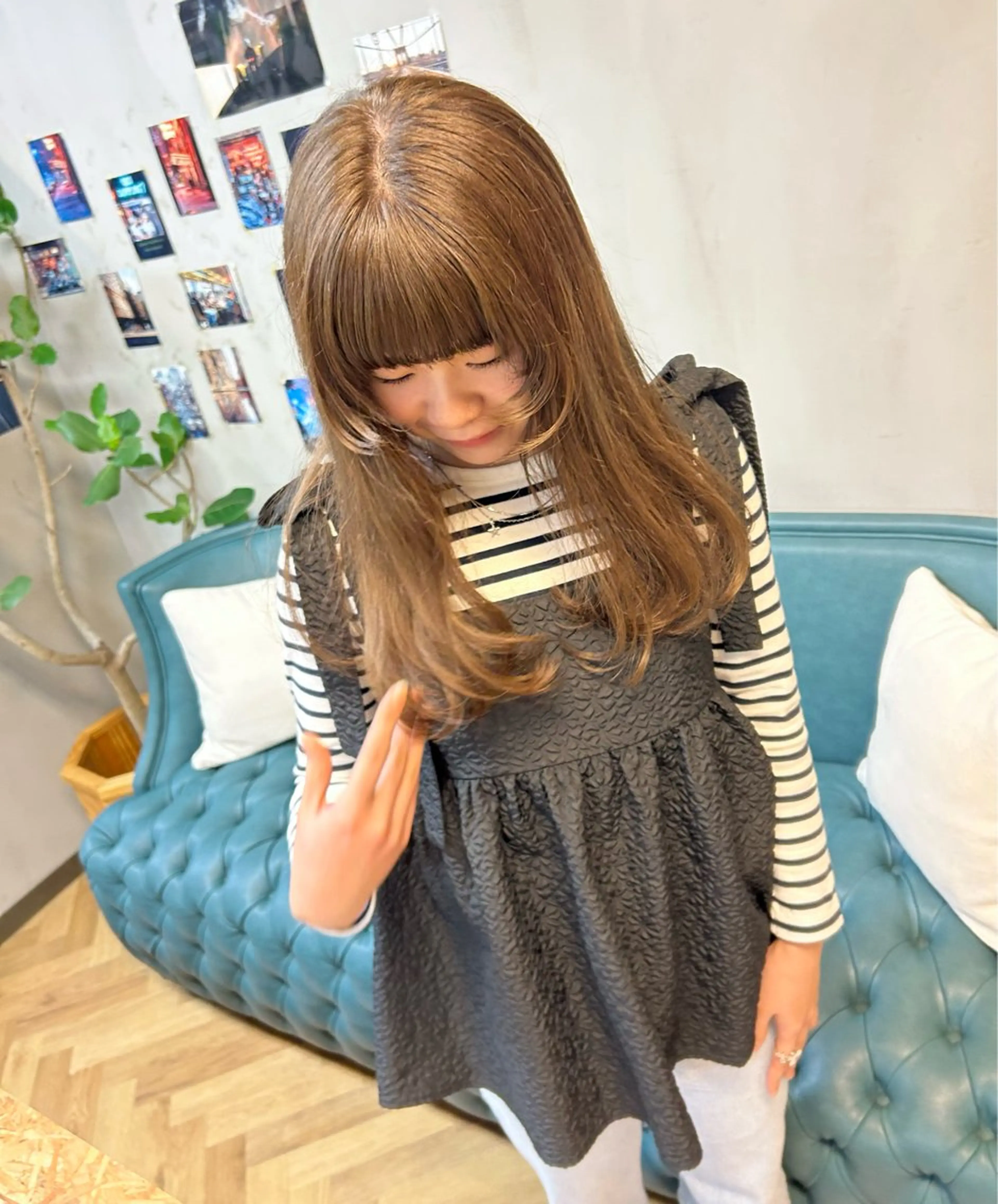 ロング カラー パーマ ヘアアレンジ ブリーチ ダブルカラー ブリーチなしカラー 顔まわりレイヤー レイヤーカット 髪と音処　マトぺ所属・デザインカラー/ボブ ブリーチカラー/ユリのヘアスタイル