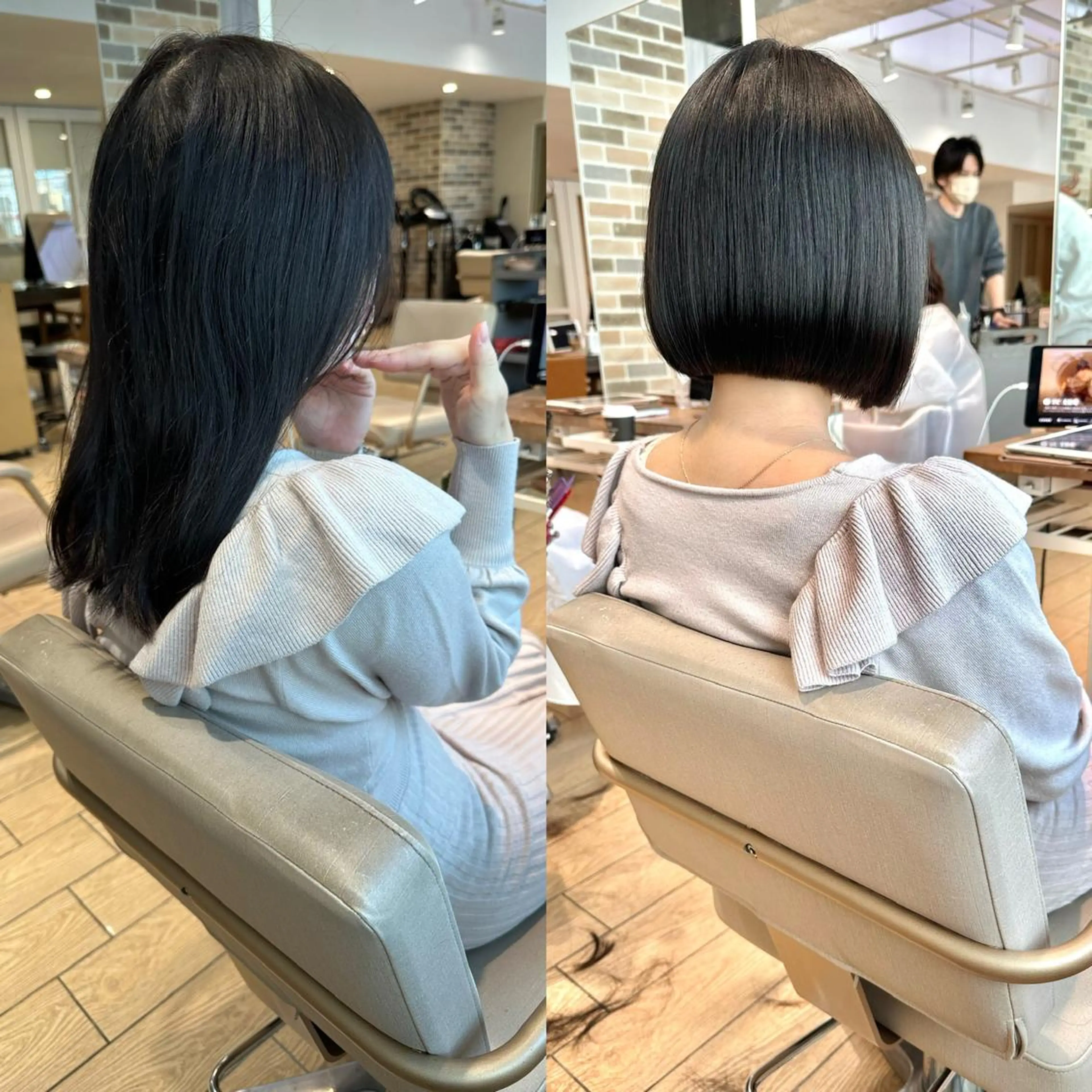 ミディアム 切りっぱなしボブ ショートボブ ボブ くびれヘア タンバルモリ カット ヘアカラー トリートメント 市原 大翼のヘアスタイル