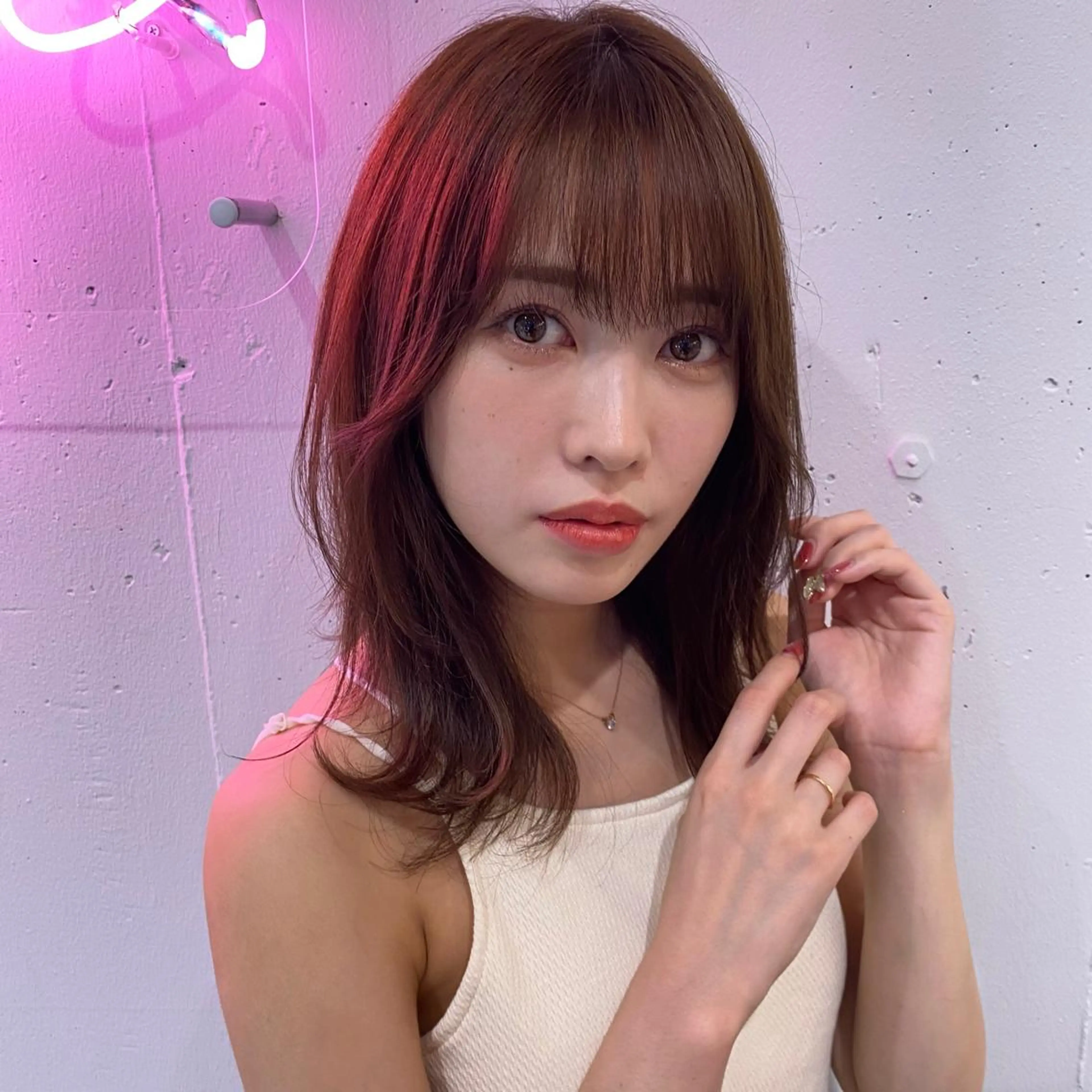 セミロング ヘアカラー トリートメント 新宿/韓国風レイヤー 髪質改善/渋谷直樹のヘアスタイル