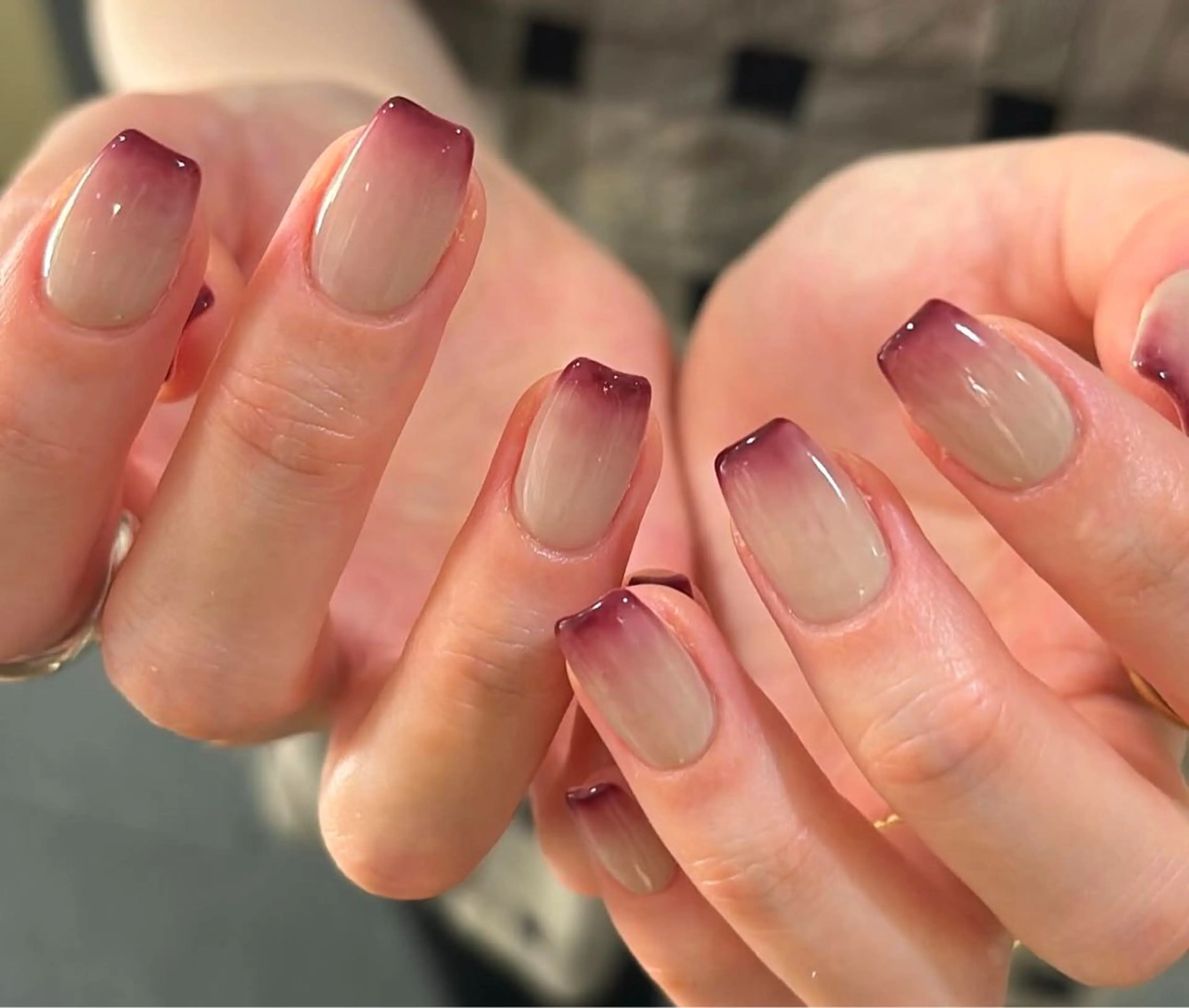 ネイル アートネイル オーロラネイル チークネイル フレンチネイル ガラスフレンチ ハンドネイル 🎀🎀YooLi Nail Salonのネイルデザイン