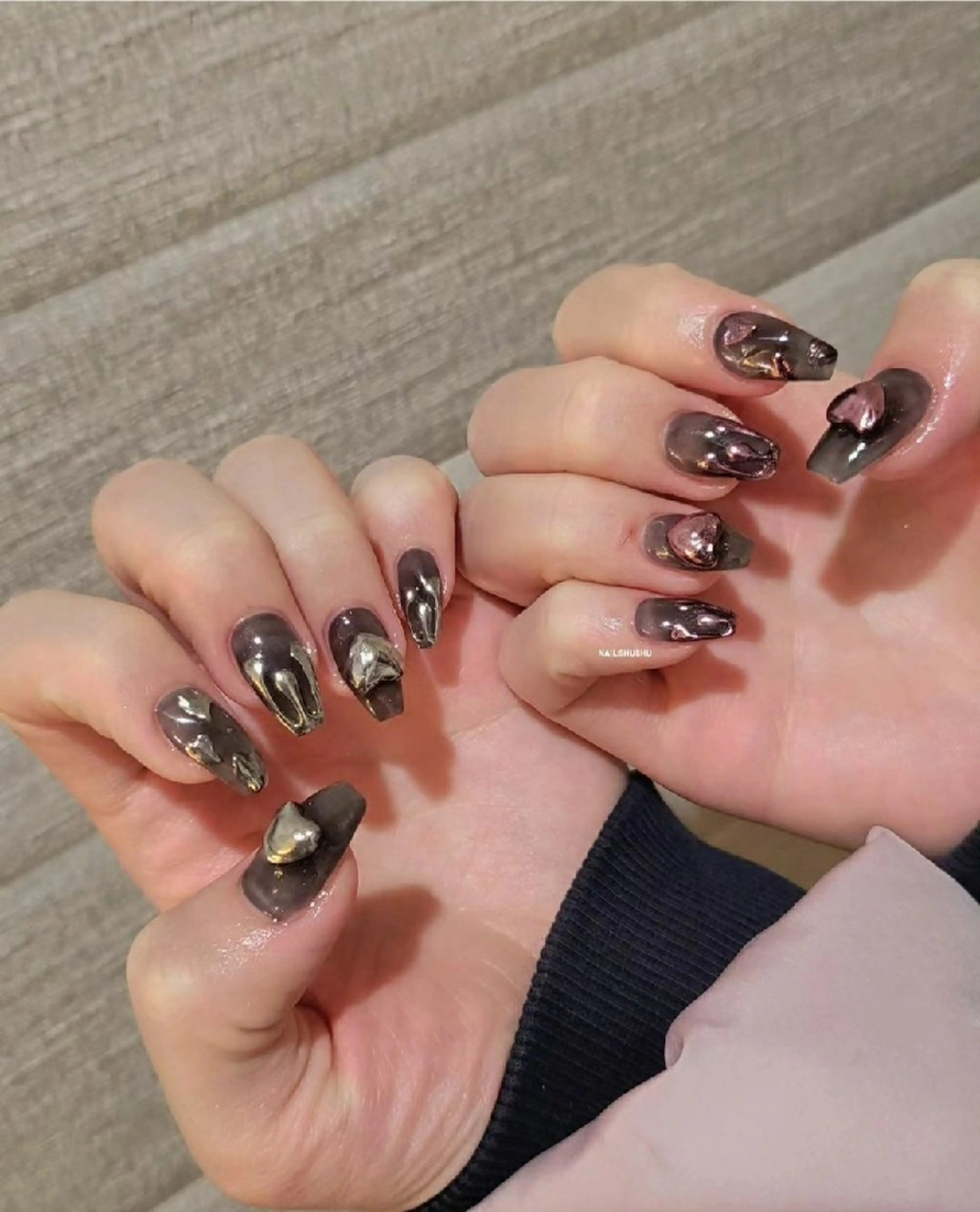 ネイル 持ち込み ニュアンスネイル ワンカラーネイル シンプルネイル 冬ネイル ハンドネイル 3dパーツ/流行り 👧shushu❤️のネイルデザイン