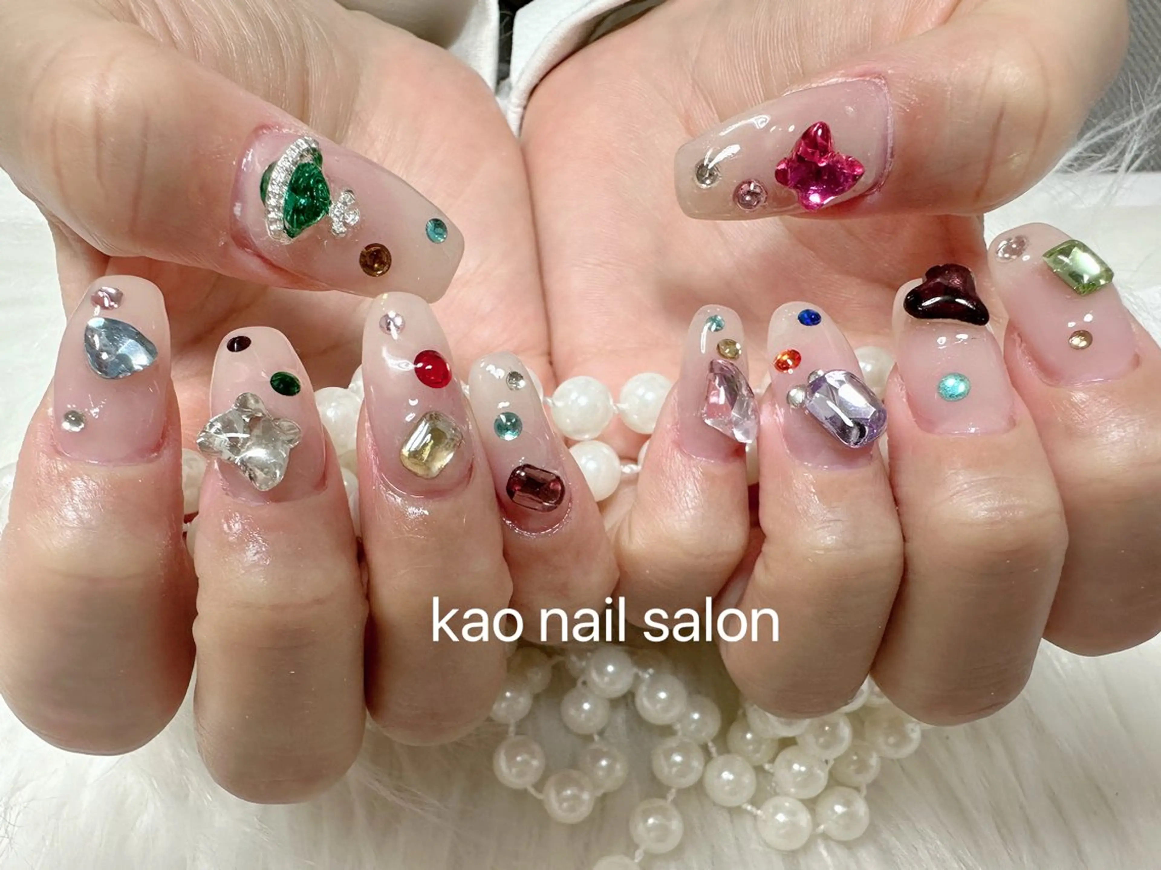 ネイル チークネイル 長さ出し フレンチネイル ジェルネイル ガラスフレンチ ハンドネイル kao nail マグネット/長さだしのネイルデザイン