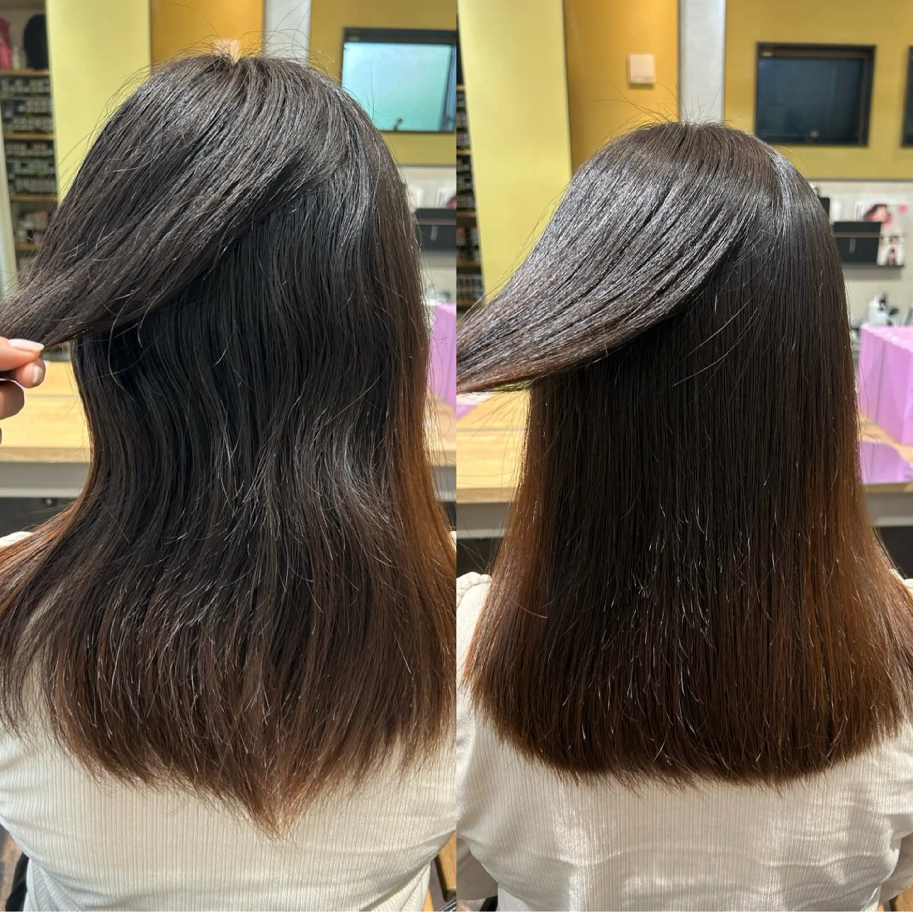 ロング パーマ 髪質改善 ストレートパーマ カット 縮毛矯正 トリートメント hub hair レイヤー/透明感のヘアスタイル