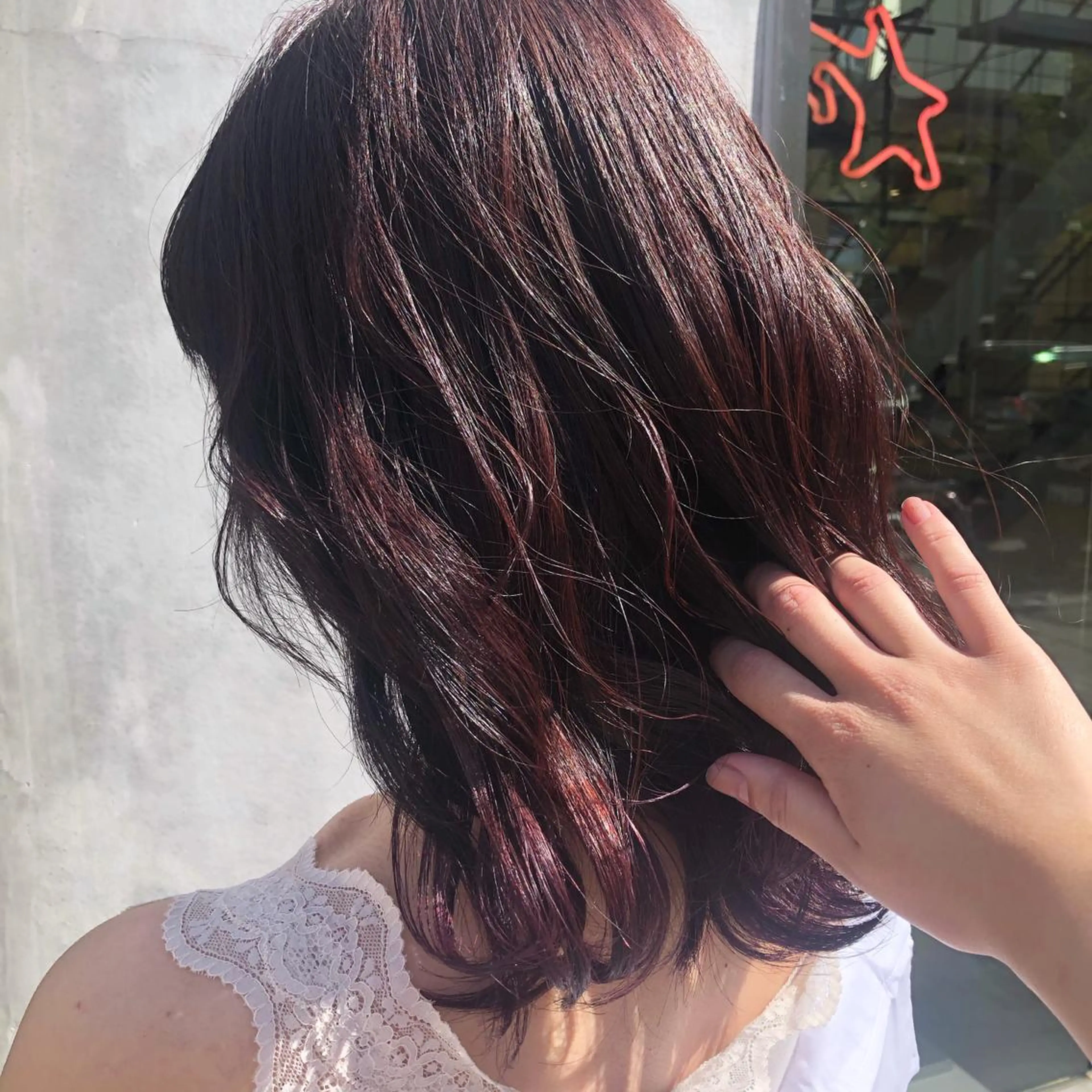 セミロング カラー ヘアアレンジ カット ヘアカラー トリートメント ヘッドスパ なつき/艶ピンク/ girly hairのヘアスタイル