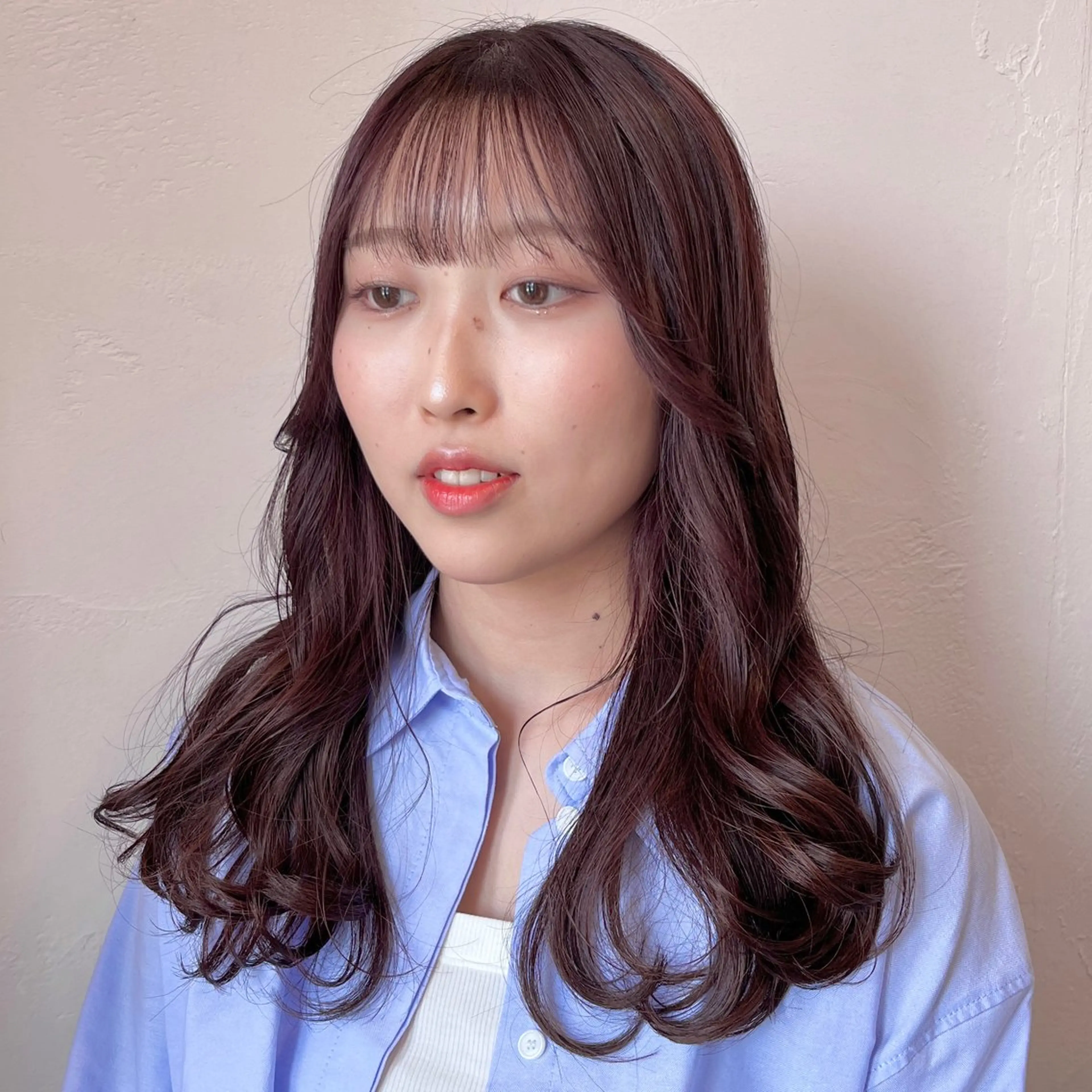 セミロング カラー ブリーチ ブリーチなしカラー ピンクカラー 伊藤ゆかり/髪質改善 /透明感カラーのヘアスタイル