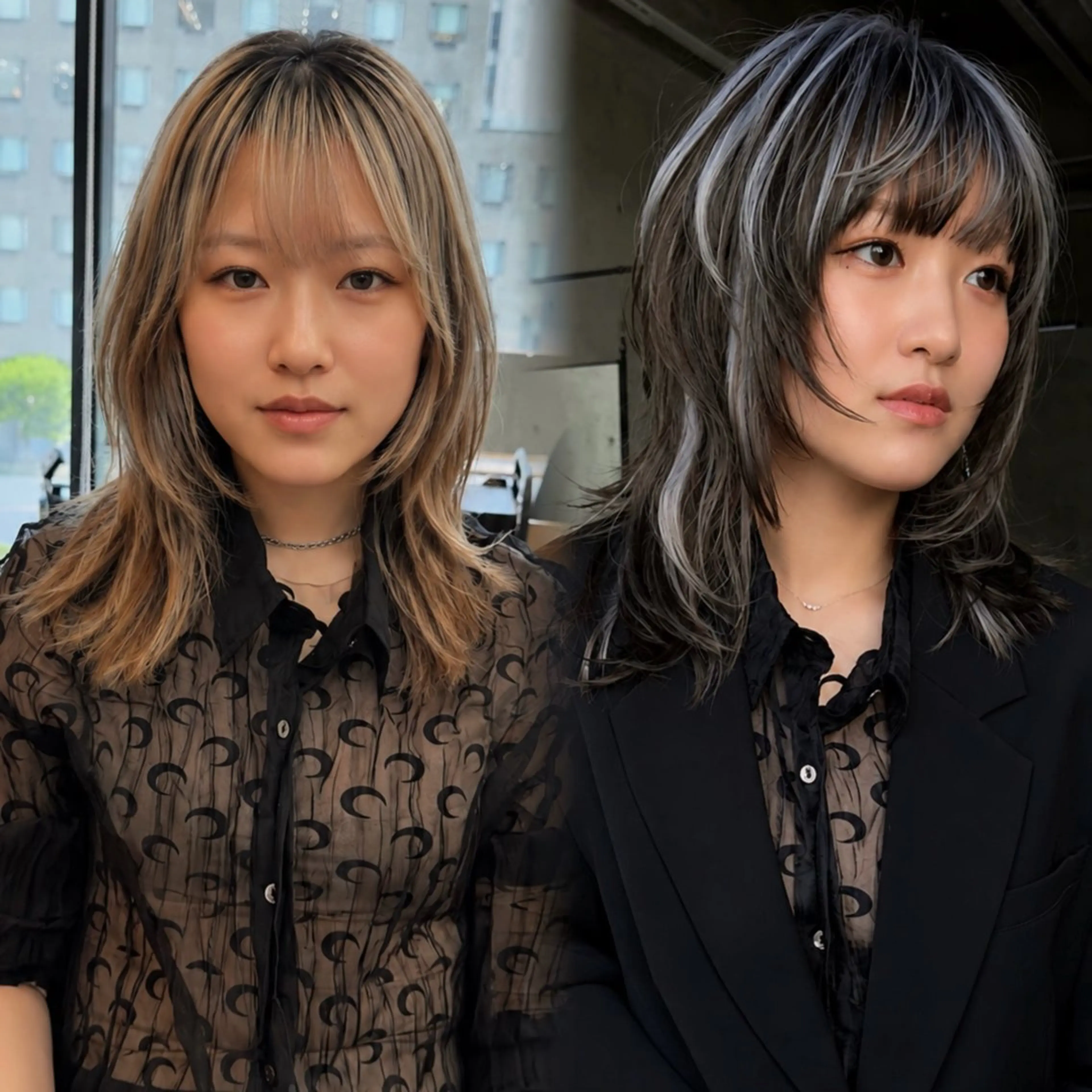 ミディアム カラー カット ヘアカラー トリートメント ウルフ/レイヤー/ ブリーチカラーのヘアスタイル