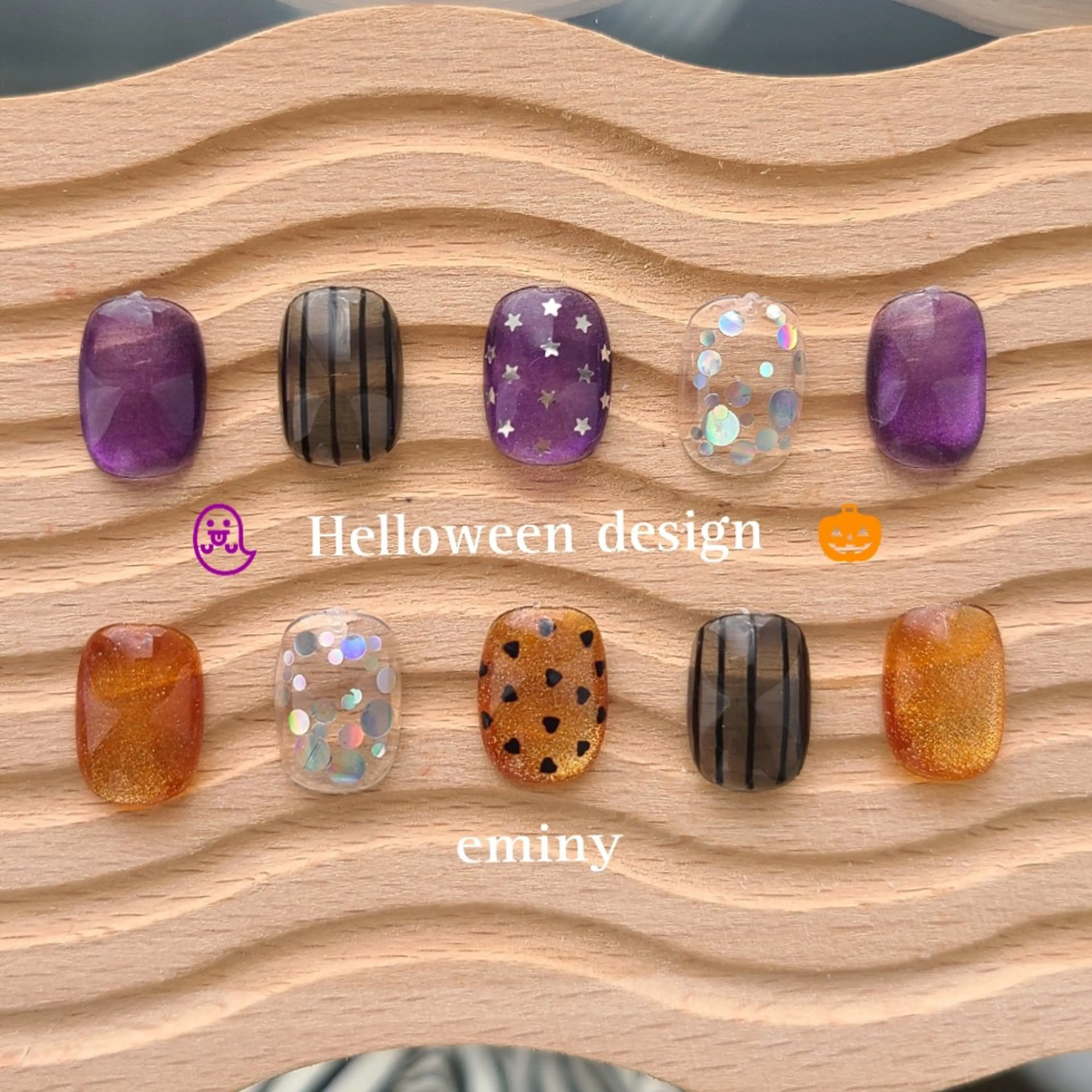 ネイル ハロウィン ハート マグネットネイル ハンドネイル nail salon  eminyのネイルデザイン