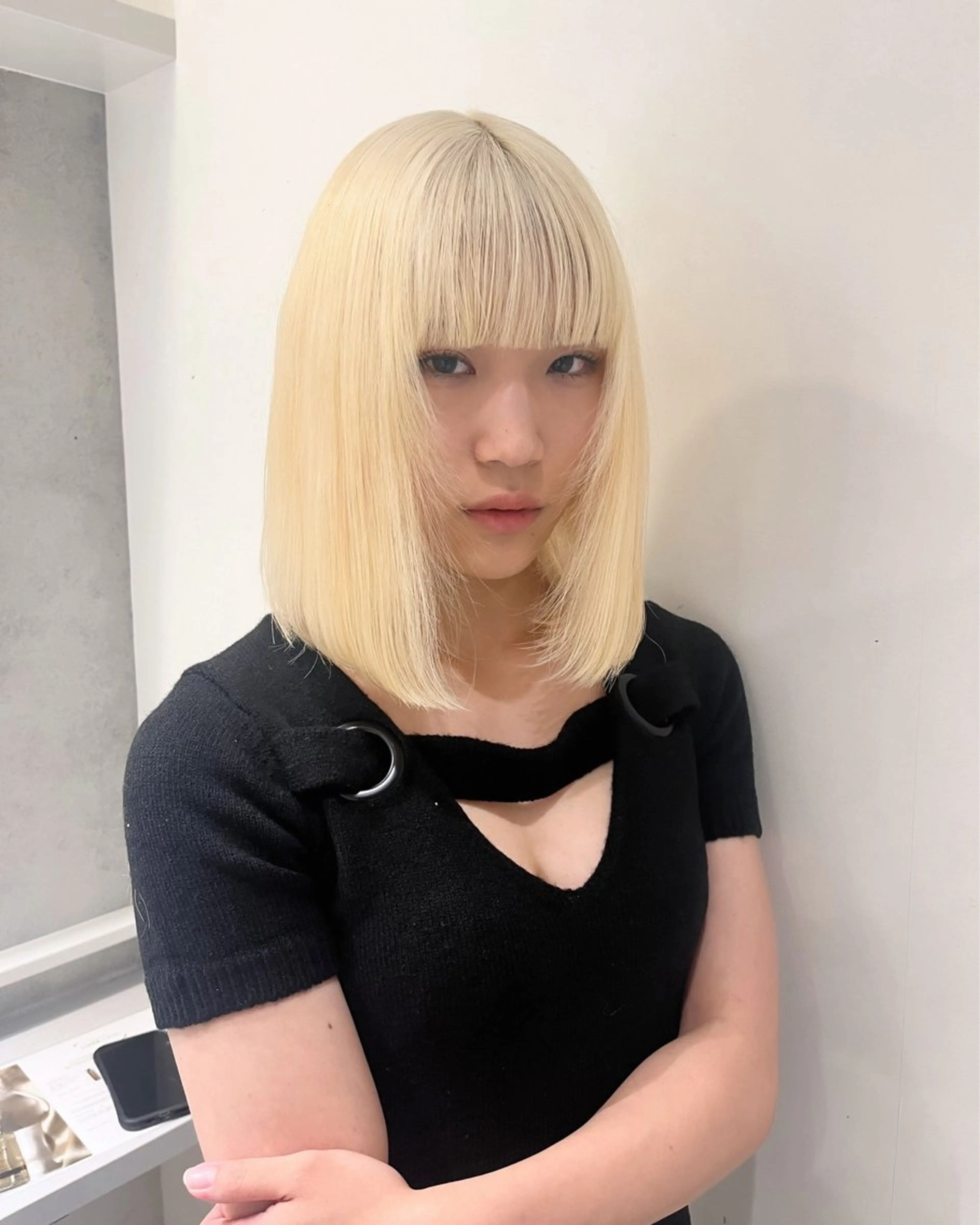 ミディアム ヘアカラー kanta 梅田 韓国ハイトーンのヘアスタイル