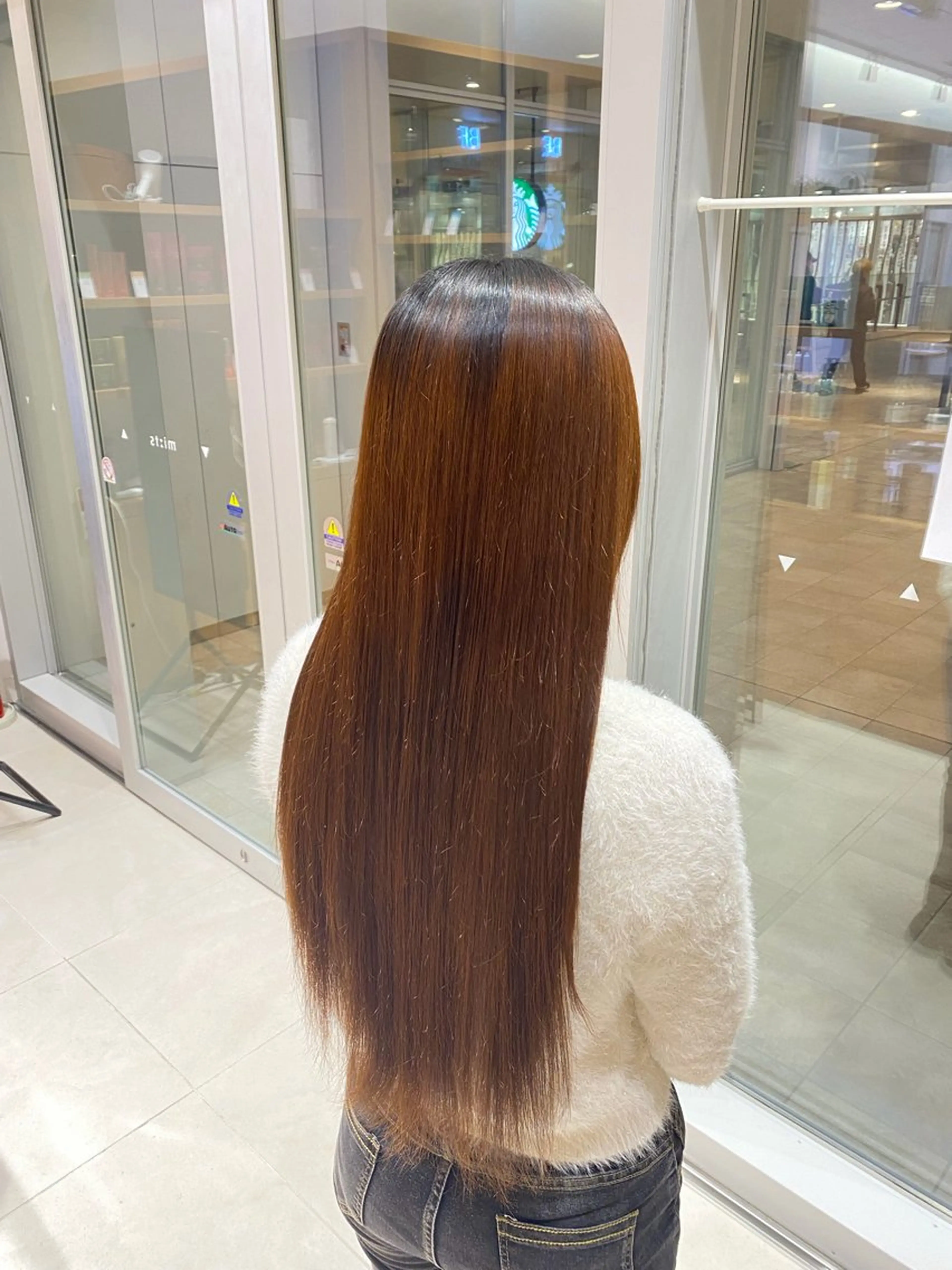 ロング パーマ 縮毛矯正 トリートメント 💎ツヤ髪ストレート カラー💎かのんのヘアスタイル