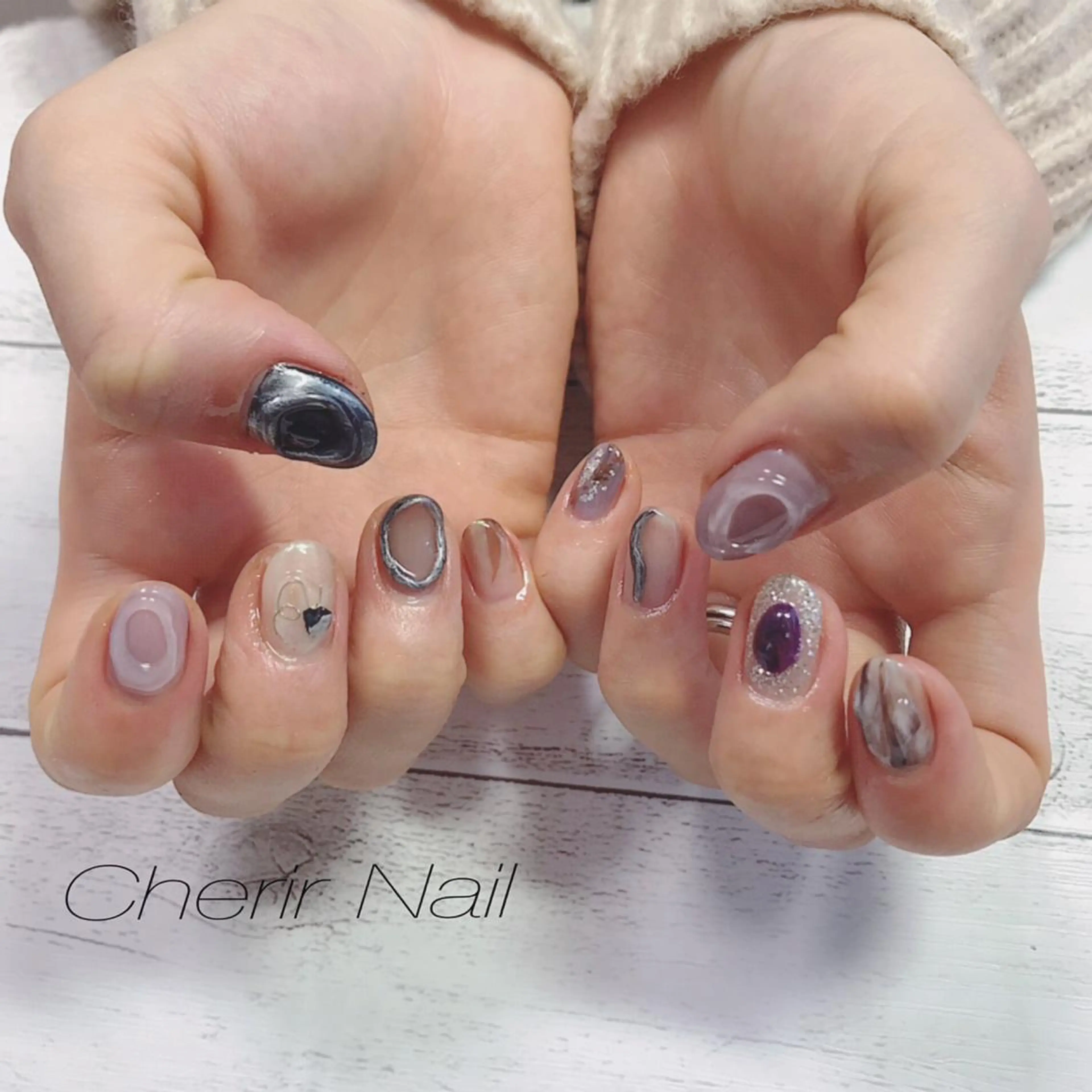 ネイル アートネイル ニュアンスネイル ショートネイル ハンドネイル Cherirnail kaoriのネイルデザイン