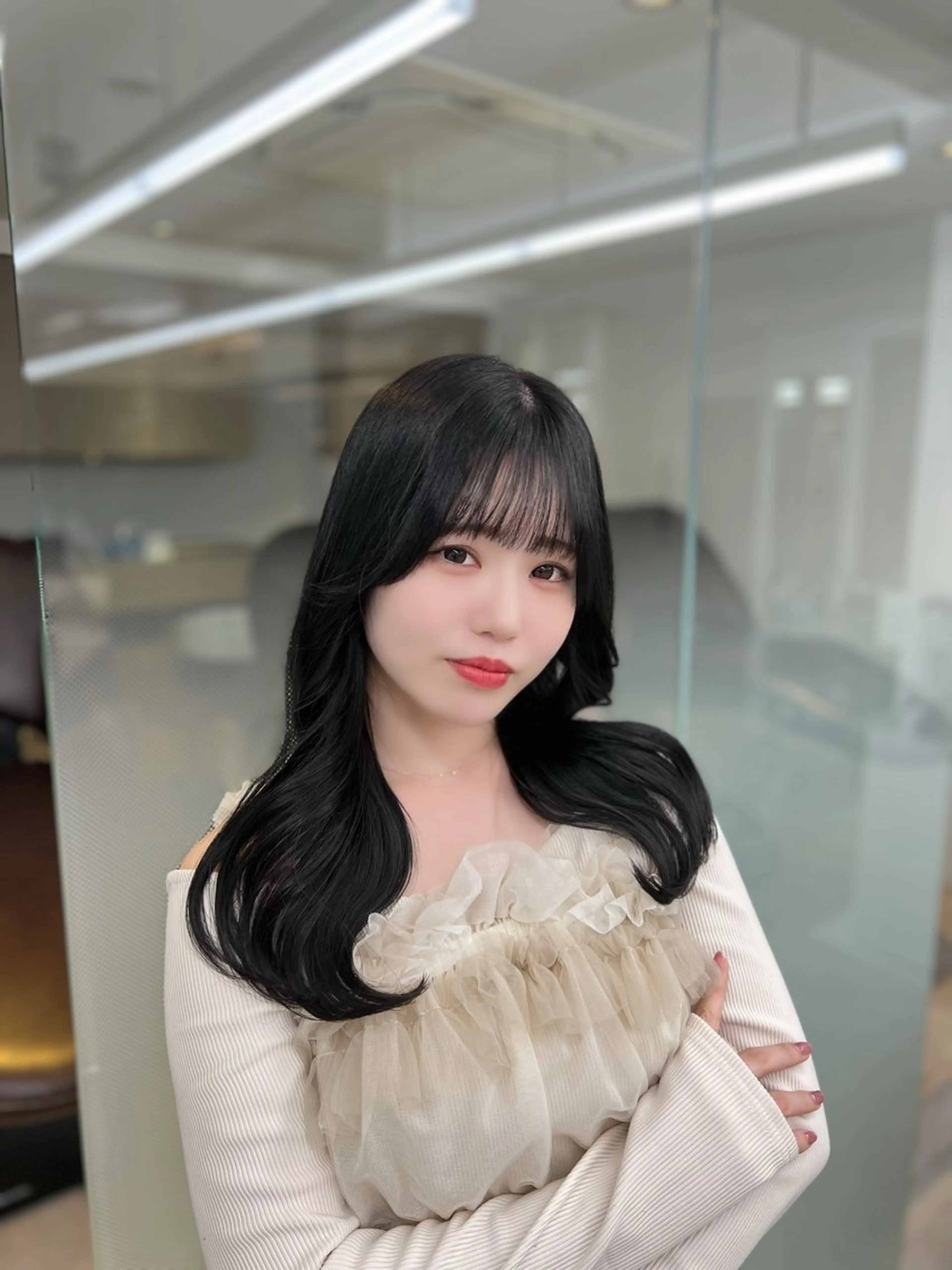 ロング カラー ダークグレー レイヤーカット カット ヘアカラー トリートメント レイヤー/髪質改善 DAISUKEのヘアスタイル