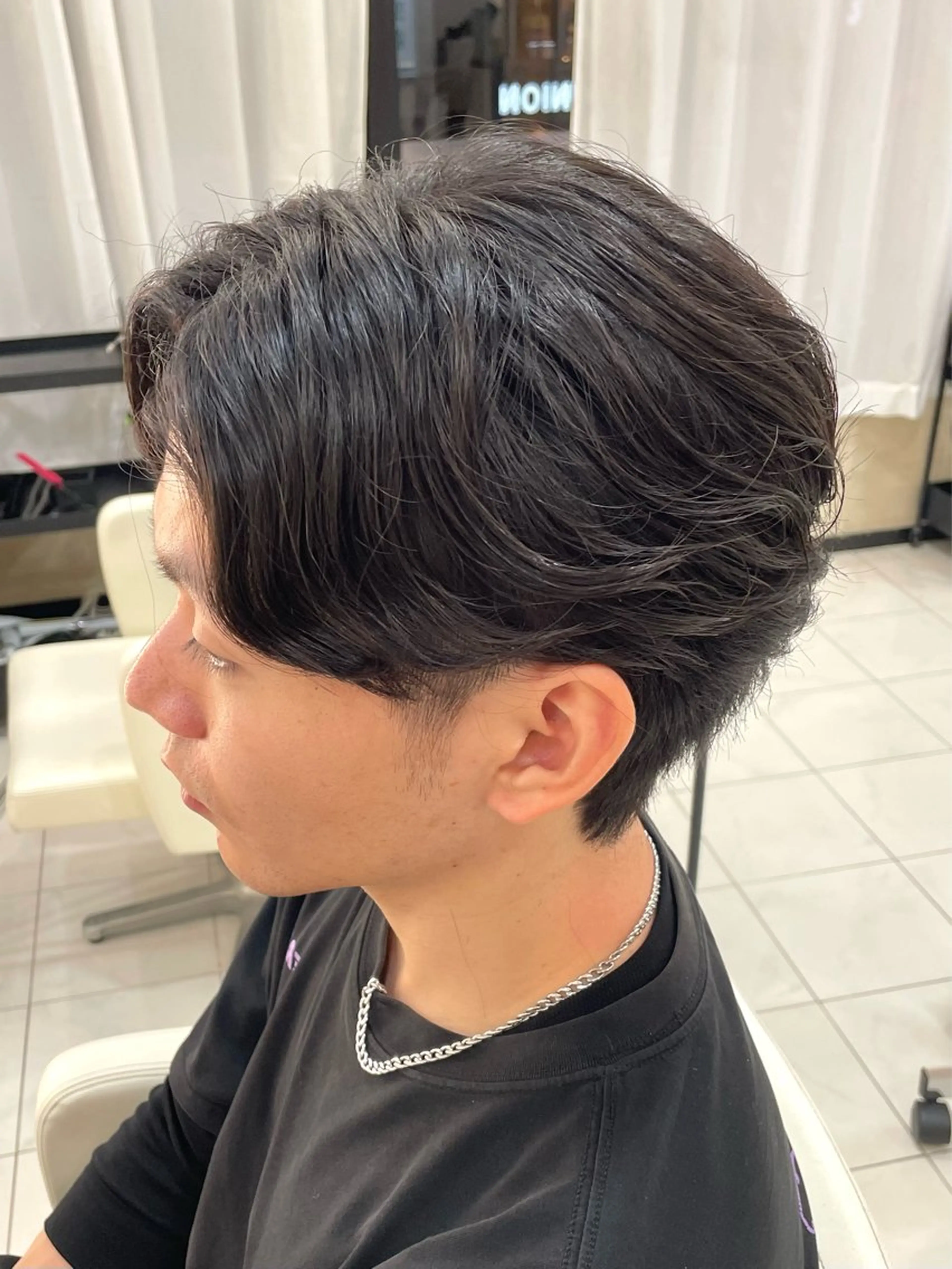 ミディアム パーマ メンズ カット パーマ トリートメント chic channel伊藤のヘアスタイル