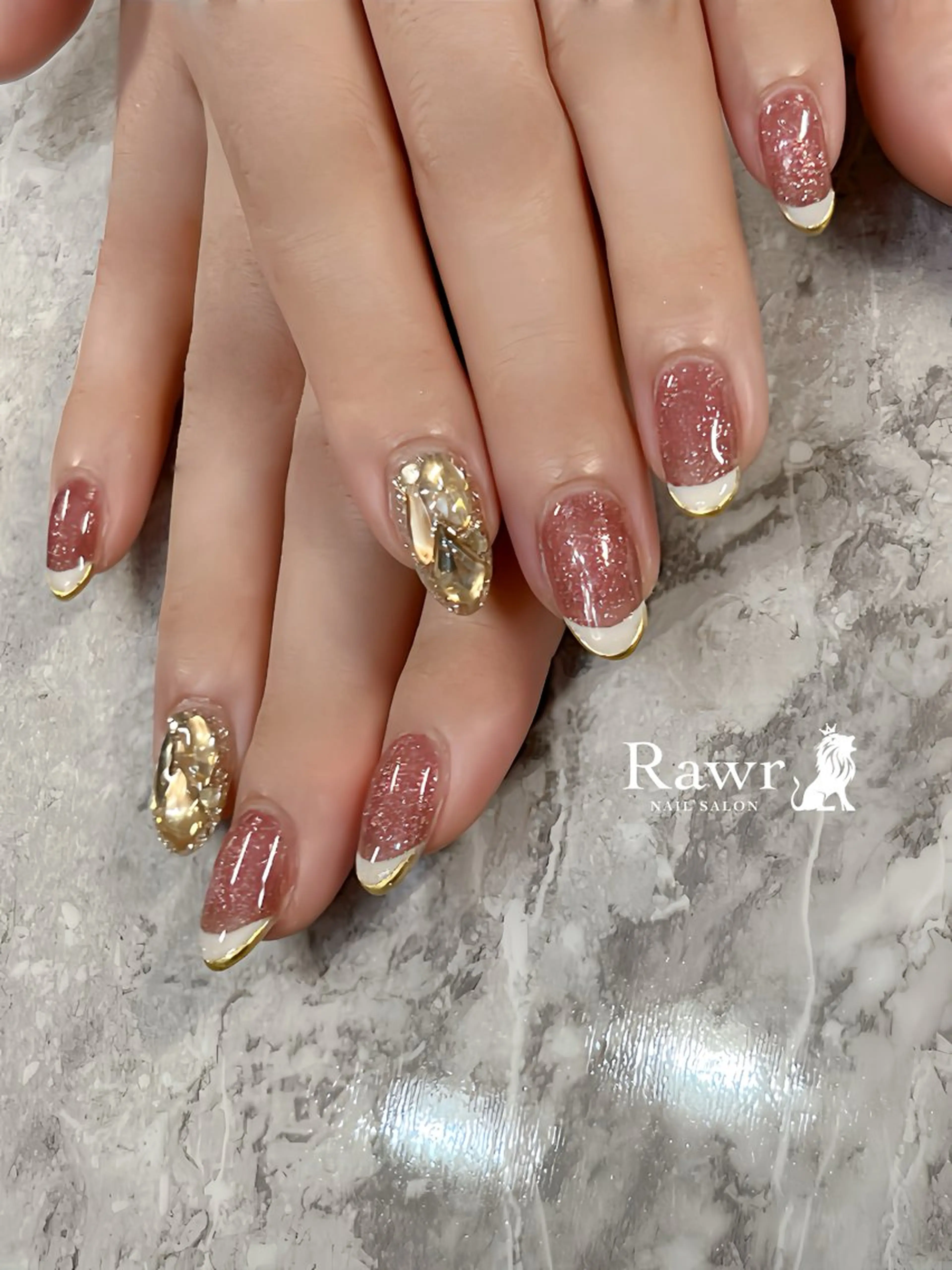 ネイル フレンチネイル マグネットネイル ハンドネイル Rawr / saoriのネイルデザイン