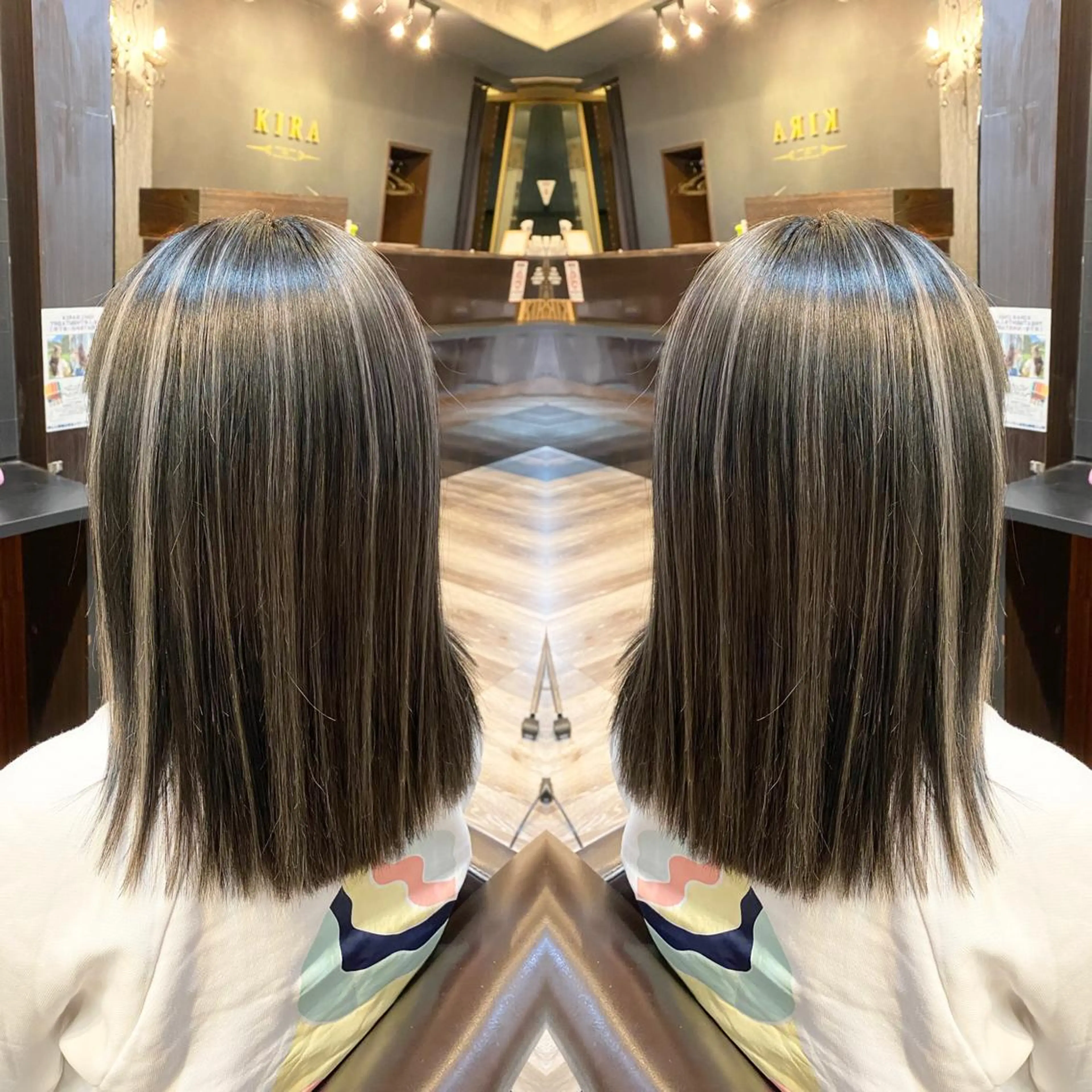 ミディアム カラー ハイライトカラー ハイライト 【KIRAキラ】佐門  翔太のヘアスタイル