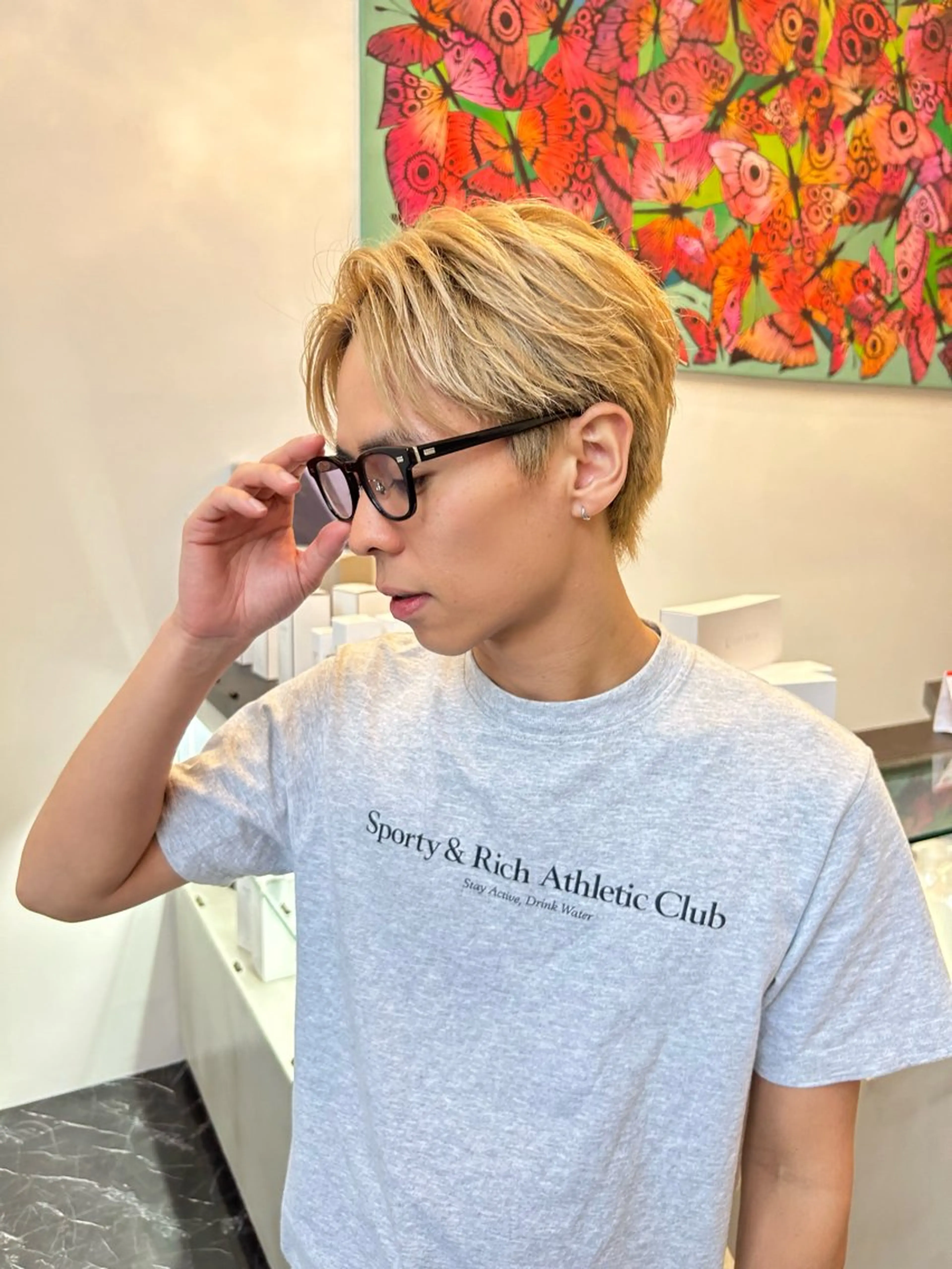 ショート カラー メンズ カット ヘアカラー 岡田大志🇰🇷 中/韓メンズヘアのヘアスタイル