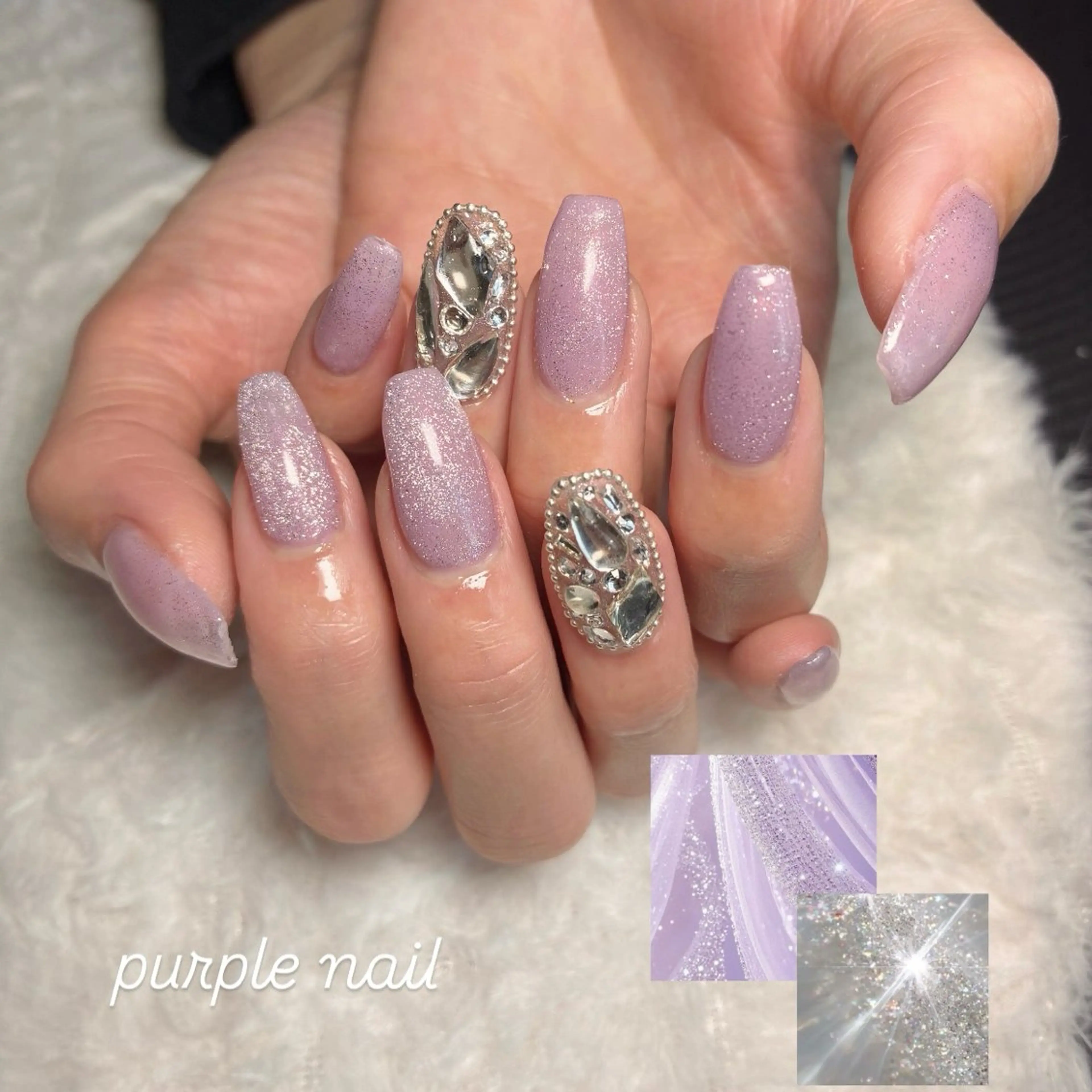ネイル キラキラネイル パープル Nailsalon Ri___のネイルデザイン