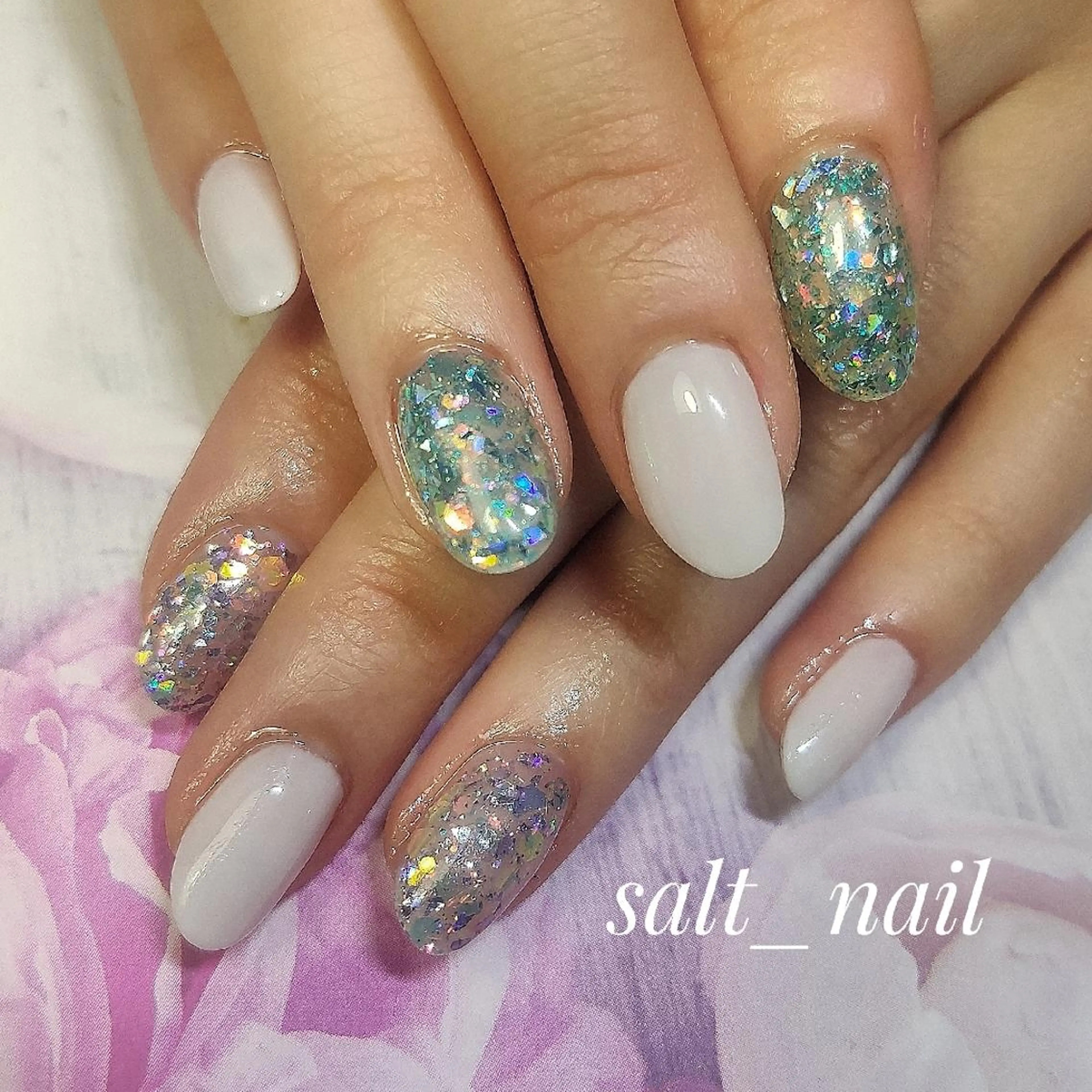 ネイル ラメ(グリッター) ハンドネイル 個人サロン saltnailのネイルデザイン