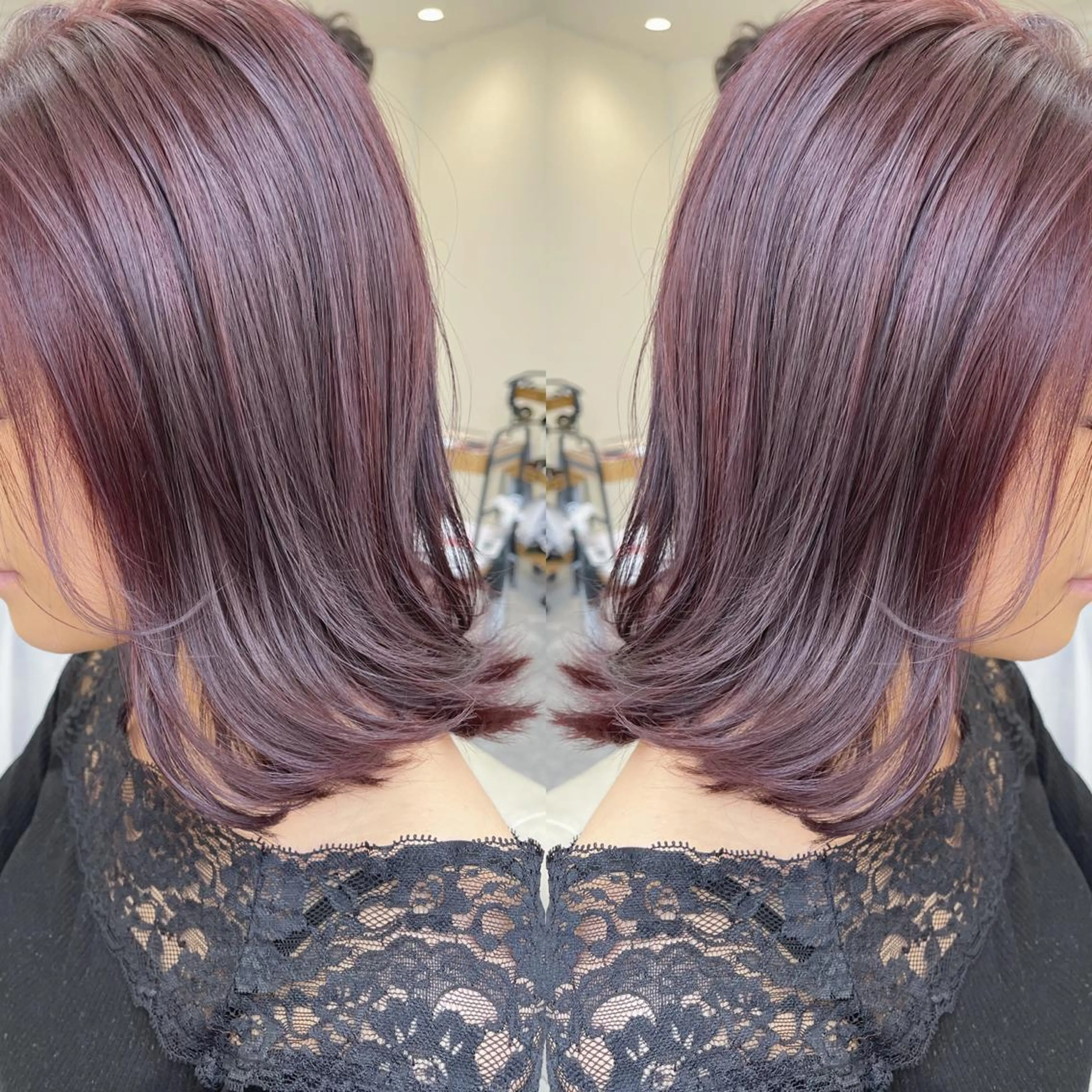 ミディアム ボブ 外ハネヘア カット ヘアカラー トリートメント H所属・H (エイチ) 烏丸御池店のヘアスタイル