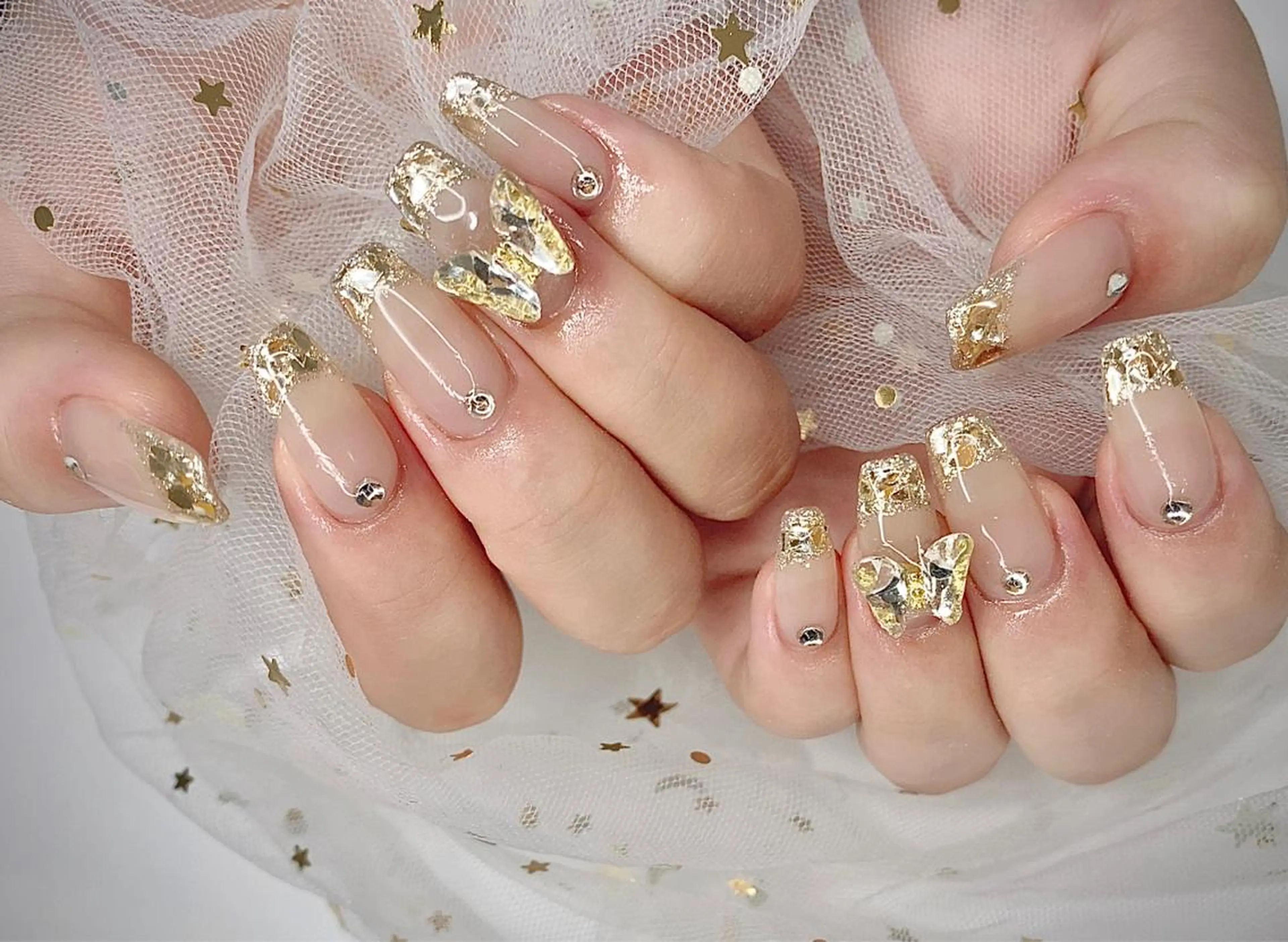 ネイル I-nailロング /ワンホン/キラキラのネイルデザイン