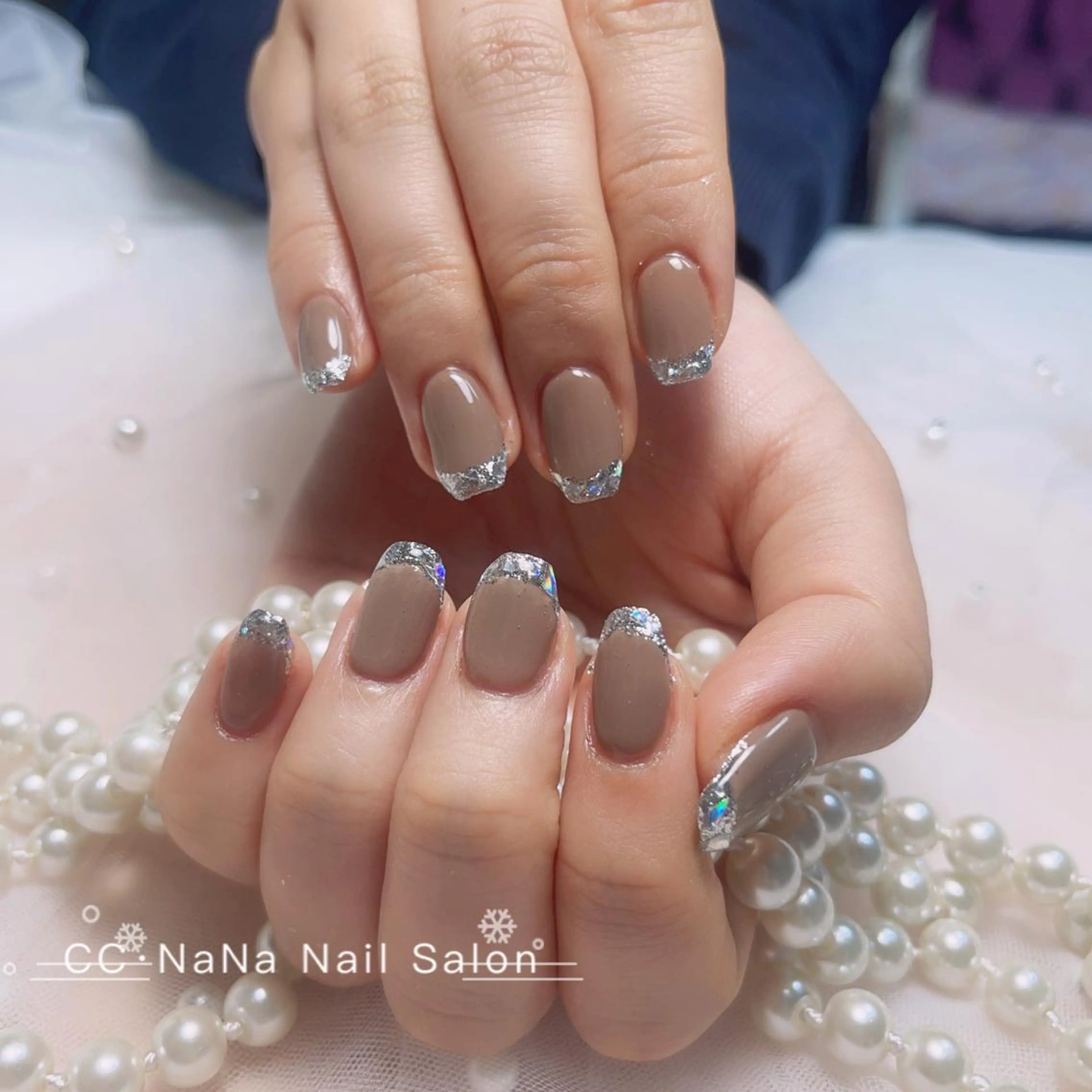 ミディアム 韓国風ヘア ハンドネイル 💎CC・NaNa 韓国風ネイル🌙Cのネイルデザイン