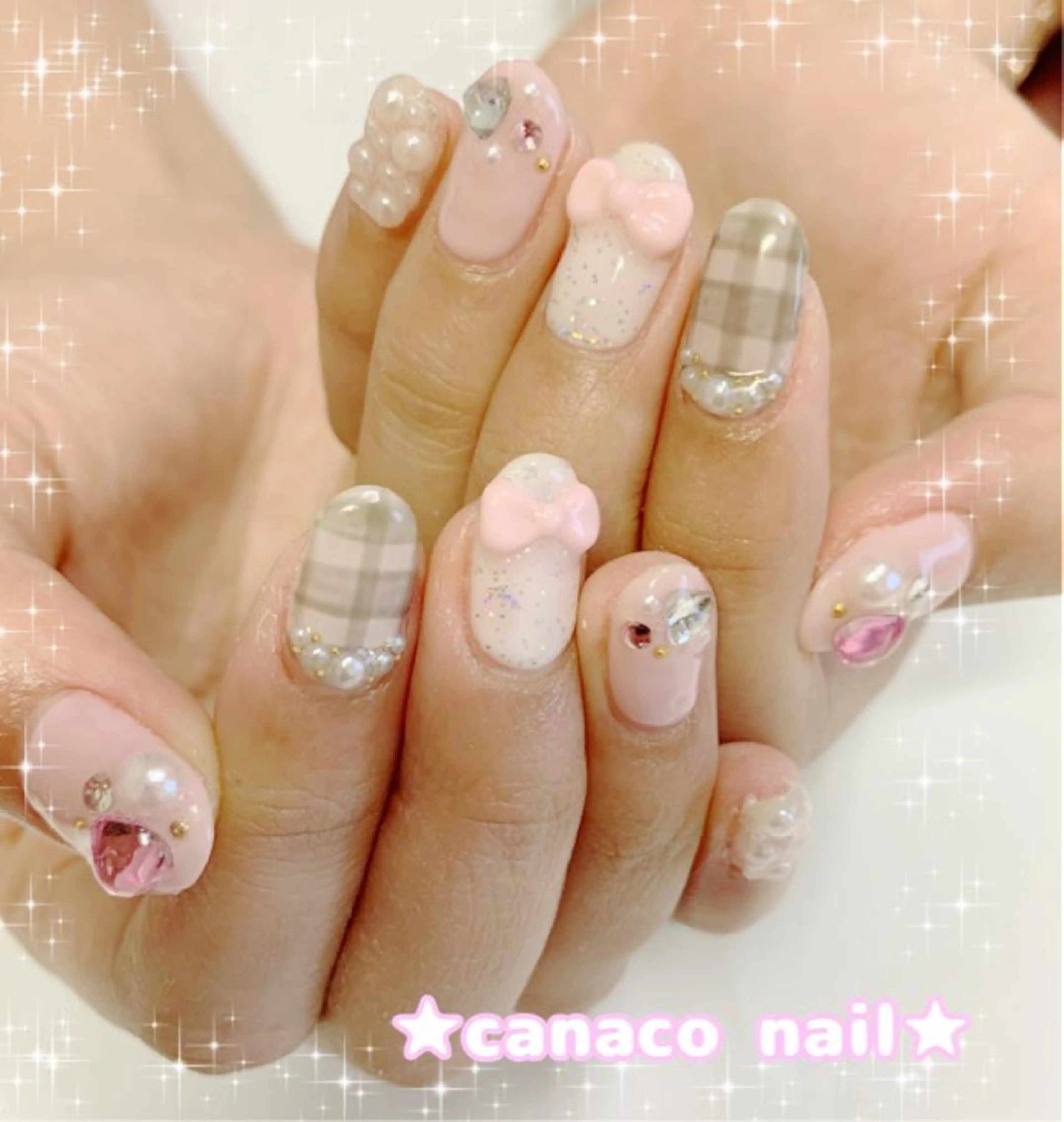 ネイル アートネイル ジェルネイル パラジェル ストーンネイル ハンドネイル ハンドケア ベテランネイル cnc  nailのネイルデザイン