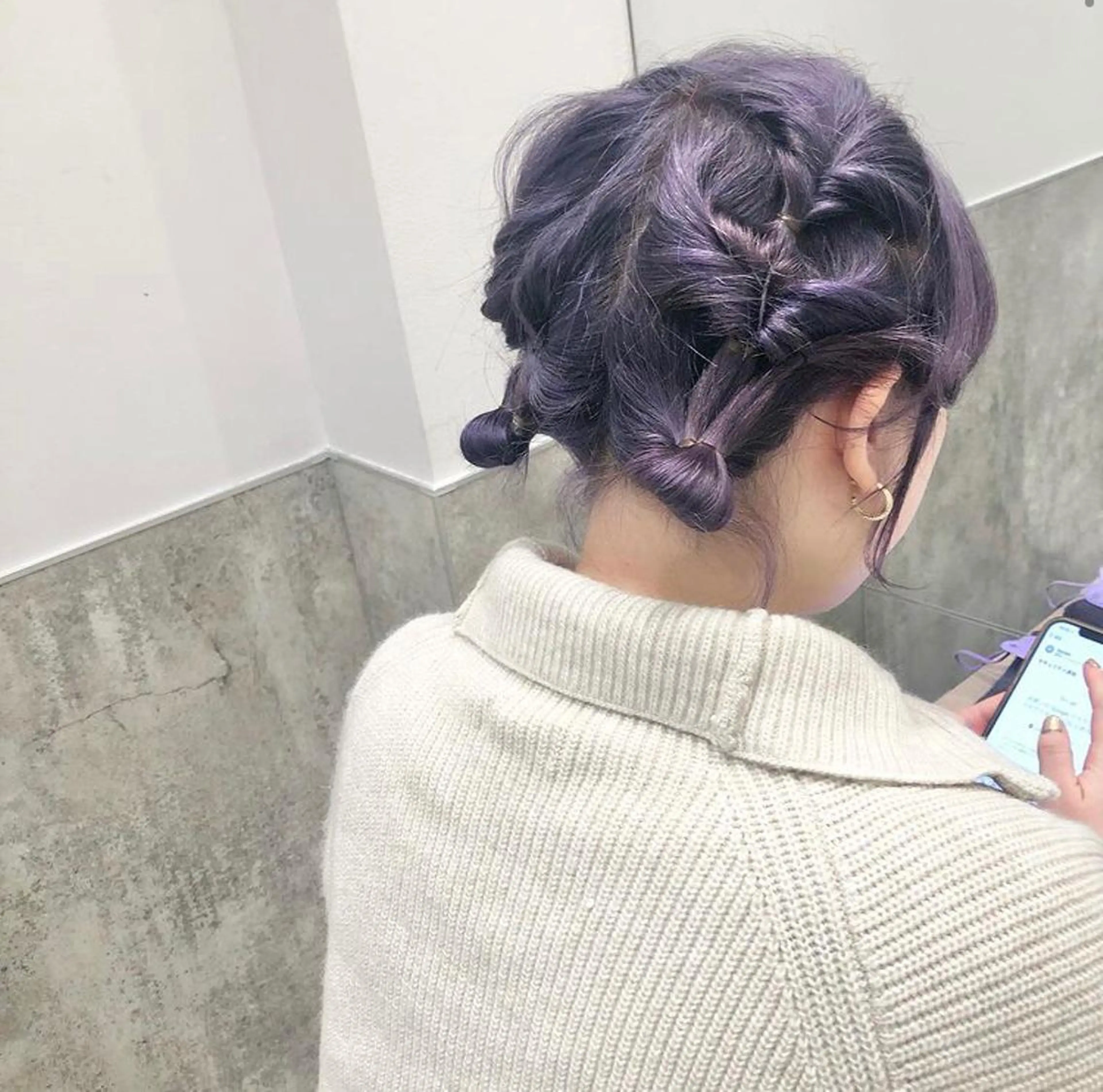 ミディアム カラー パーマ ヘアアレンジ メンズ キッズ グレージュ パープルカラー パープルグレージュ カット ヘアカラー トリートメント stylist 🎀 kanaのその他イメージ