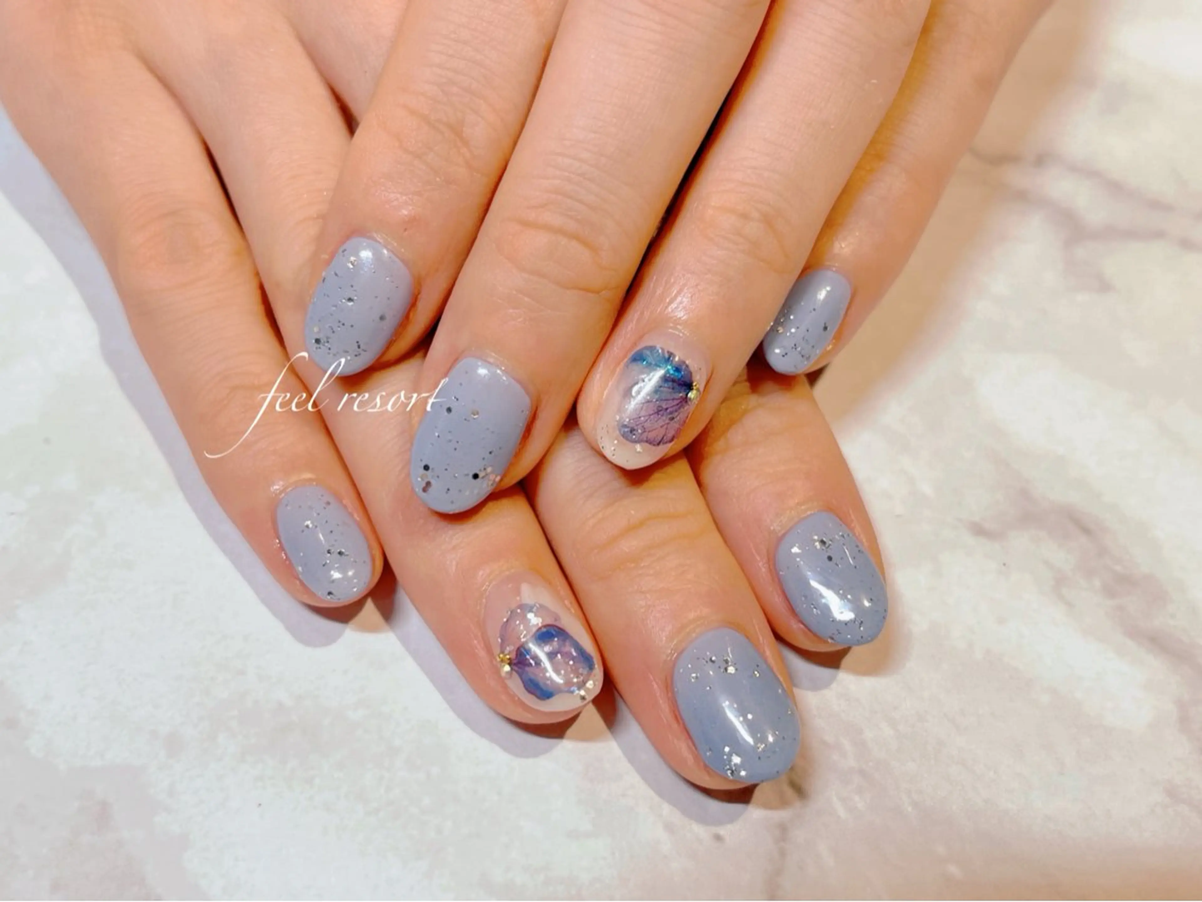 ネイル 長さ出し フットネイル フレンチネイル ジェルネイル ガラスフレンチ ハンドネイル Lien（リアン） 銀座駅6分のネイルデザイン