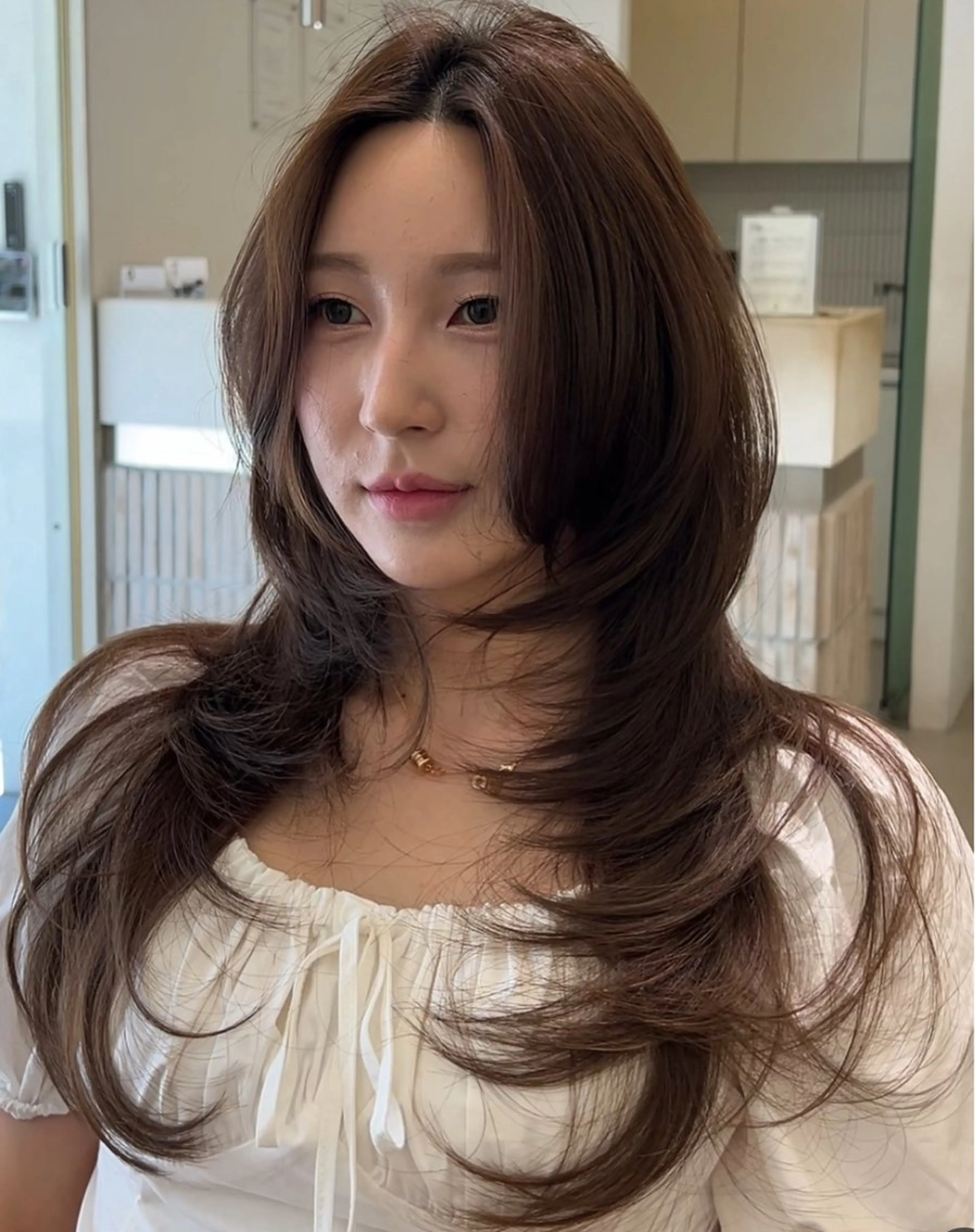 ロング カット ヘアカラー 韓国／ハッシュカット ／透明感カラー／金野のヘアスタイル