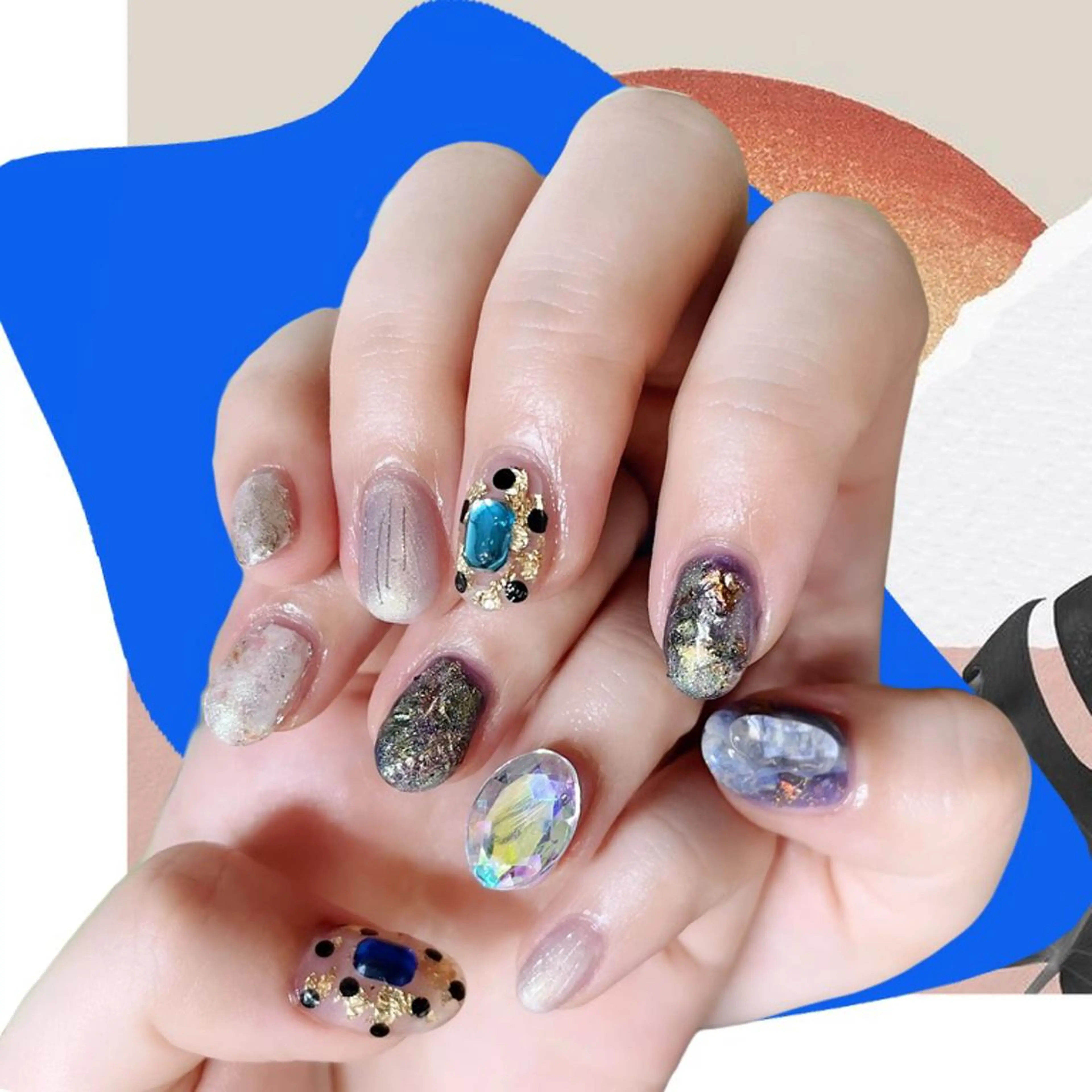 ネイル オーロラネイル 氷ネイル・うるうるネイル 韓国ネイル マグネットネイル ミラーネイル ハンドネイル VOLLMOND nailのネイルデザイン