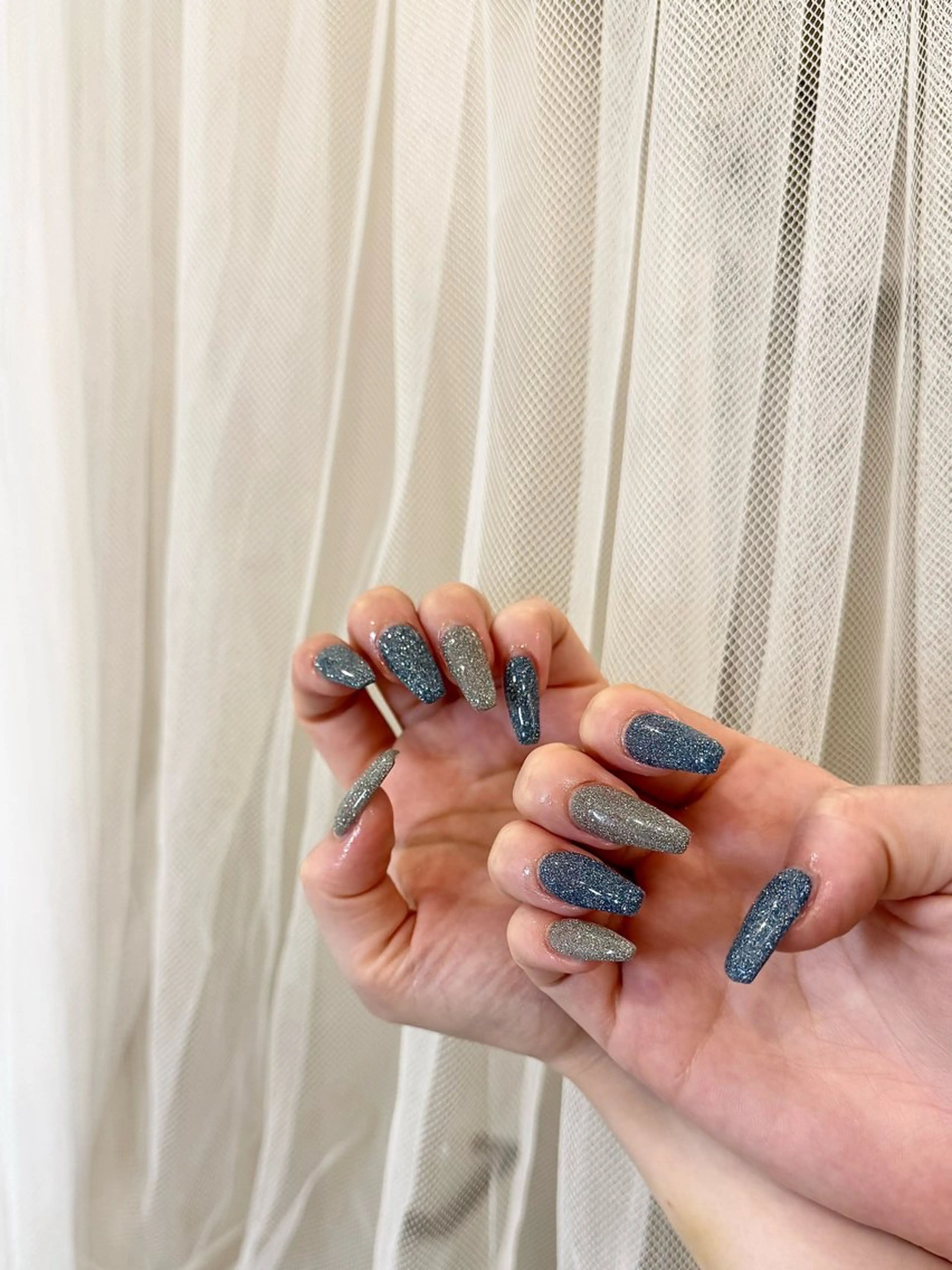 ネイル ブルー 長さ出し フラッシュネイル ジェルネイル メンズネイル ハンドネイル マイムネイル所属・MIMnail メンズネイリストのネイルデザイン