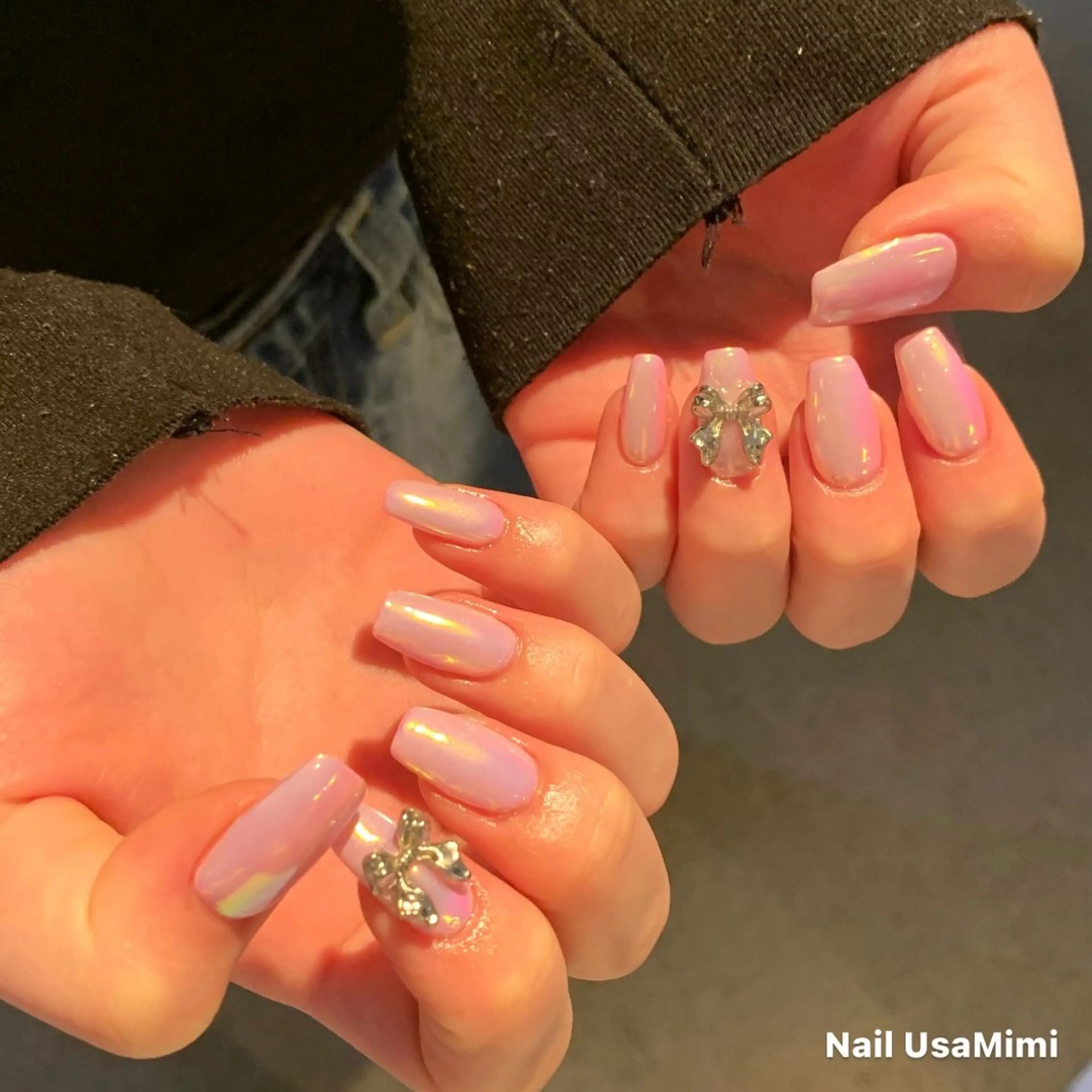 ネイル オーロラネイル リボン NAIL DOT STUDIO堺筋本町のネイルデザイン