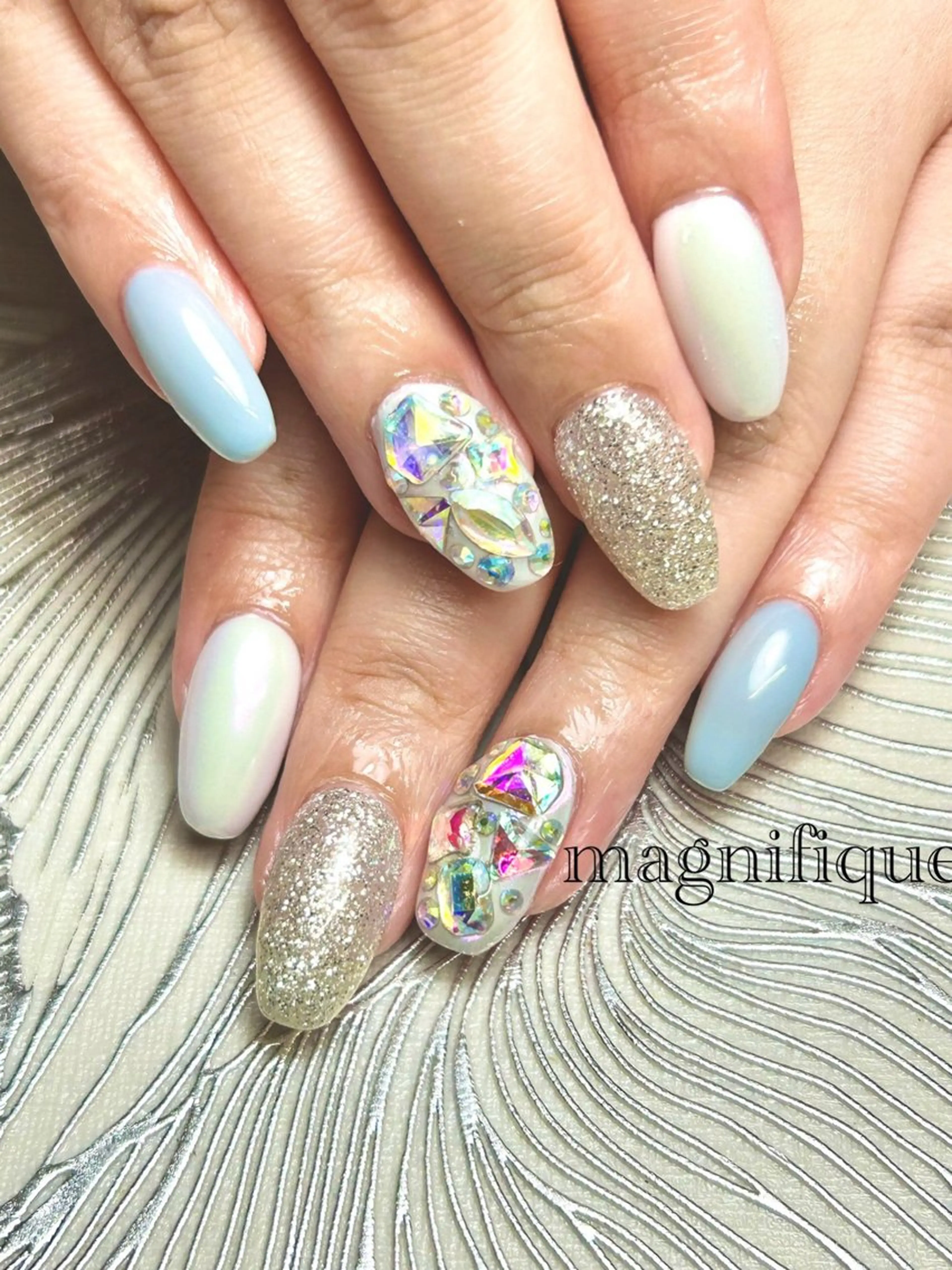 ネイル アートネイル オーロラネイル 韓国ネイル ロングネイル ショートネイル ハンドネイル プライベートサロン マニフィークのネイルデザイン
