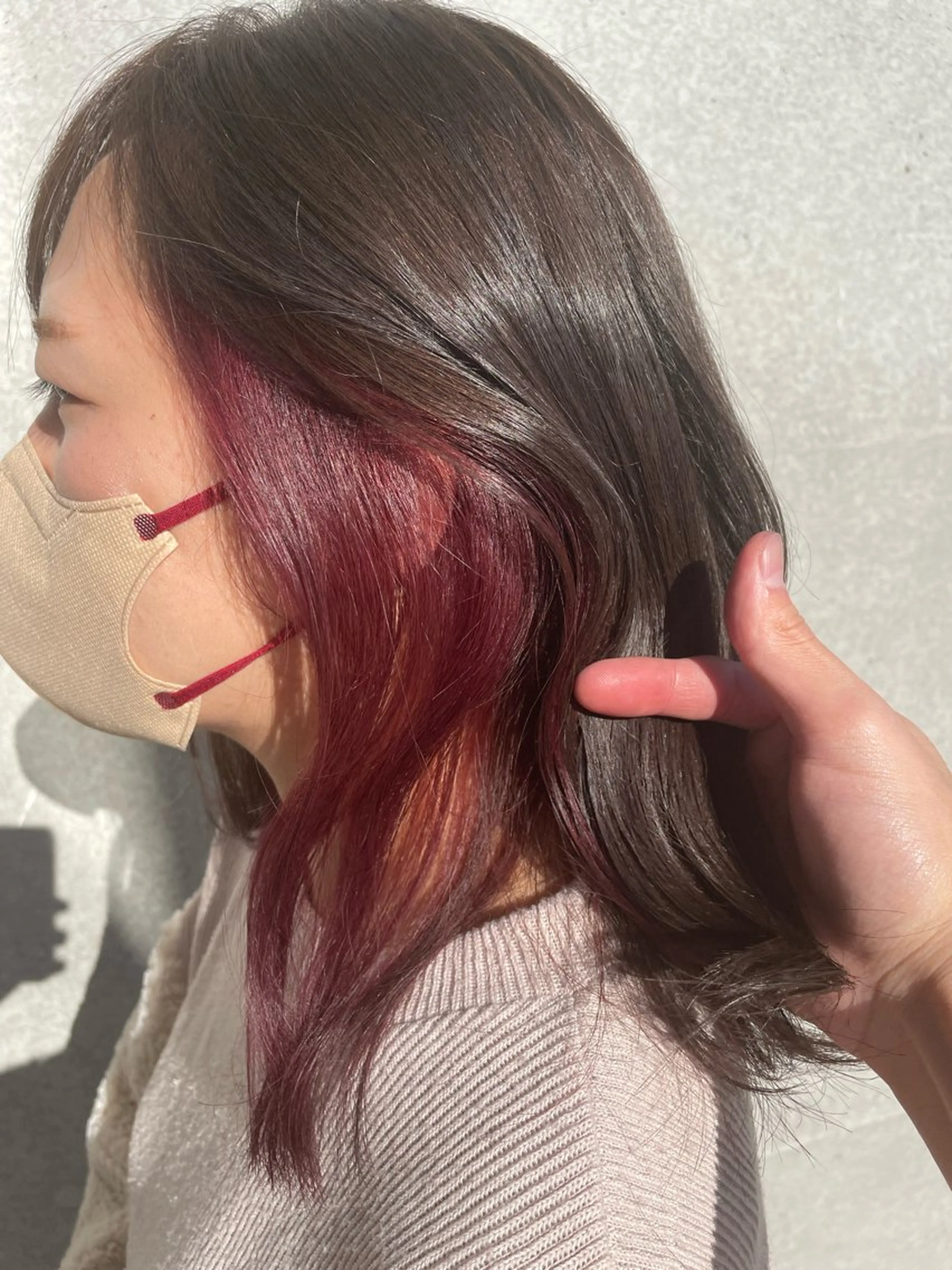 ミディアム カラー イヤリングカラー ピンクカラー 坂本 勇将のヘアスタイル