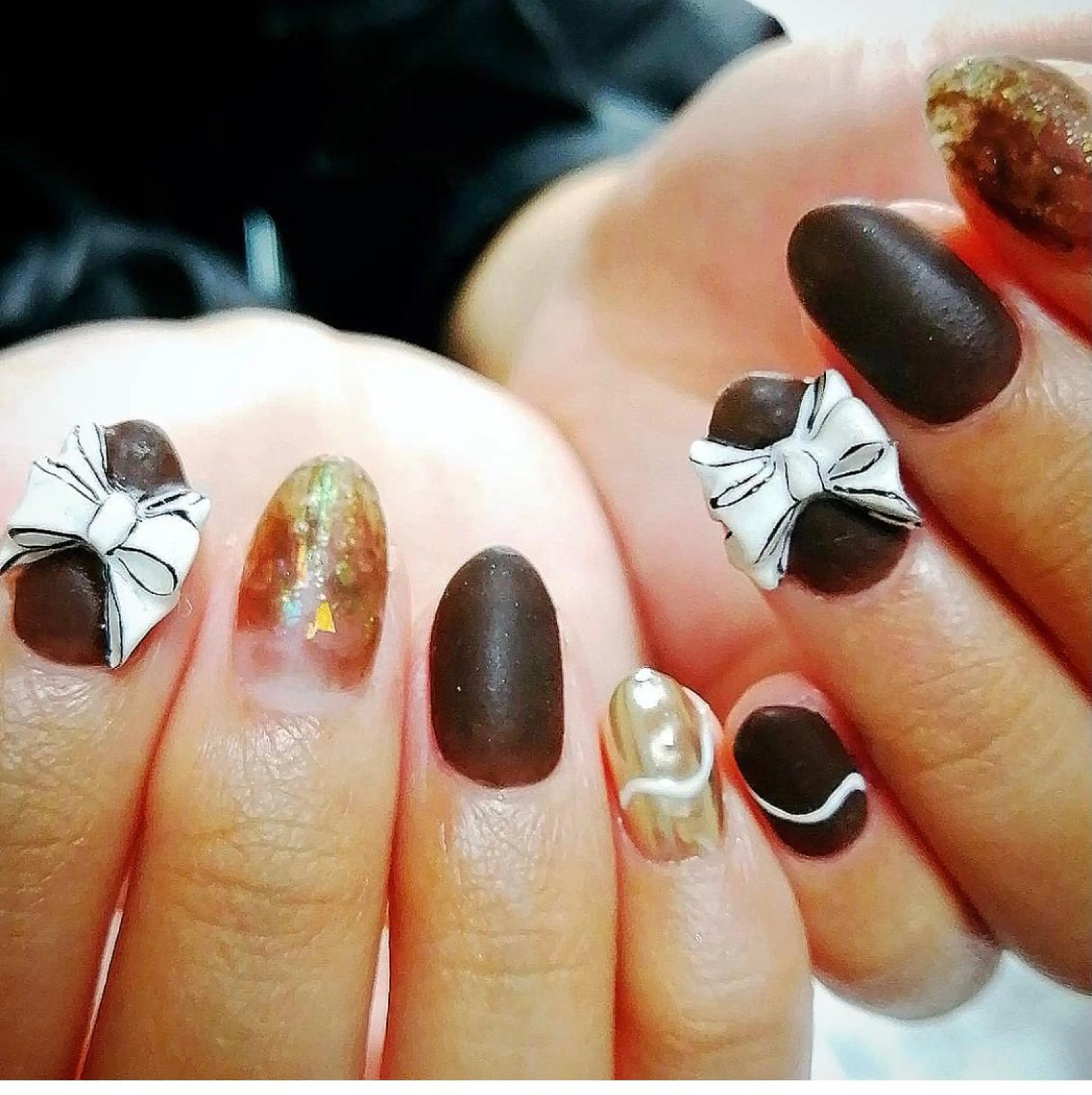 ネイル マットネイル リボン Chérinail 爪のお手入れのネイルデザイン