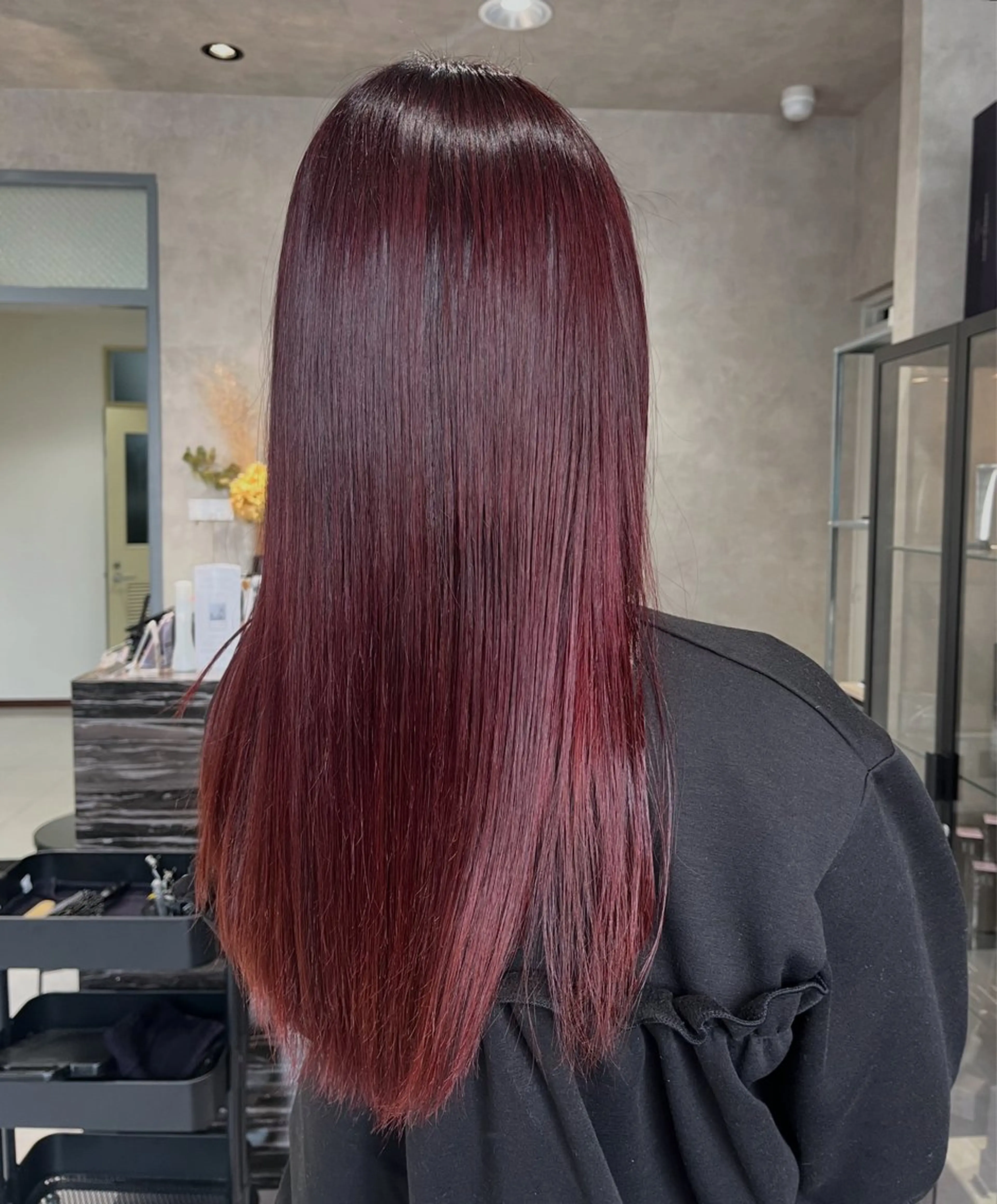 ロング カラー 透明感カラー 髪質改善 縮毛矯正 ヘアカラー 《.Xian》ナツミ /ボブ/顔周りカットのヘアスタイル