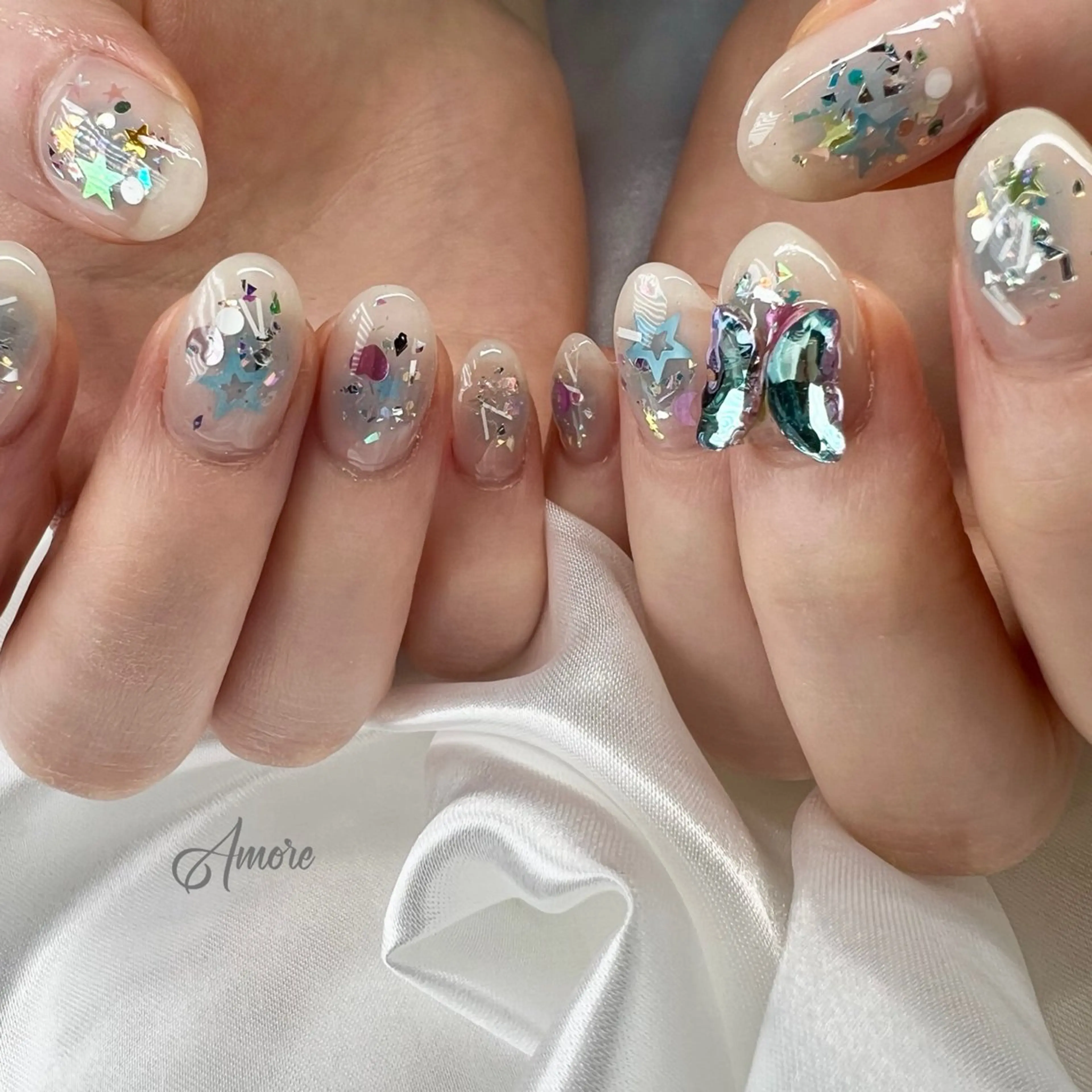 ネイル ジェルネイル キラキラネイル 韓国ネイル マグネットネイル パラジェル You kyehwaのネイルデザイン