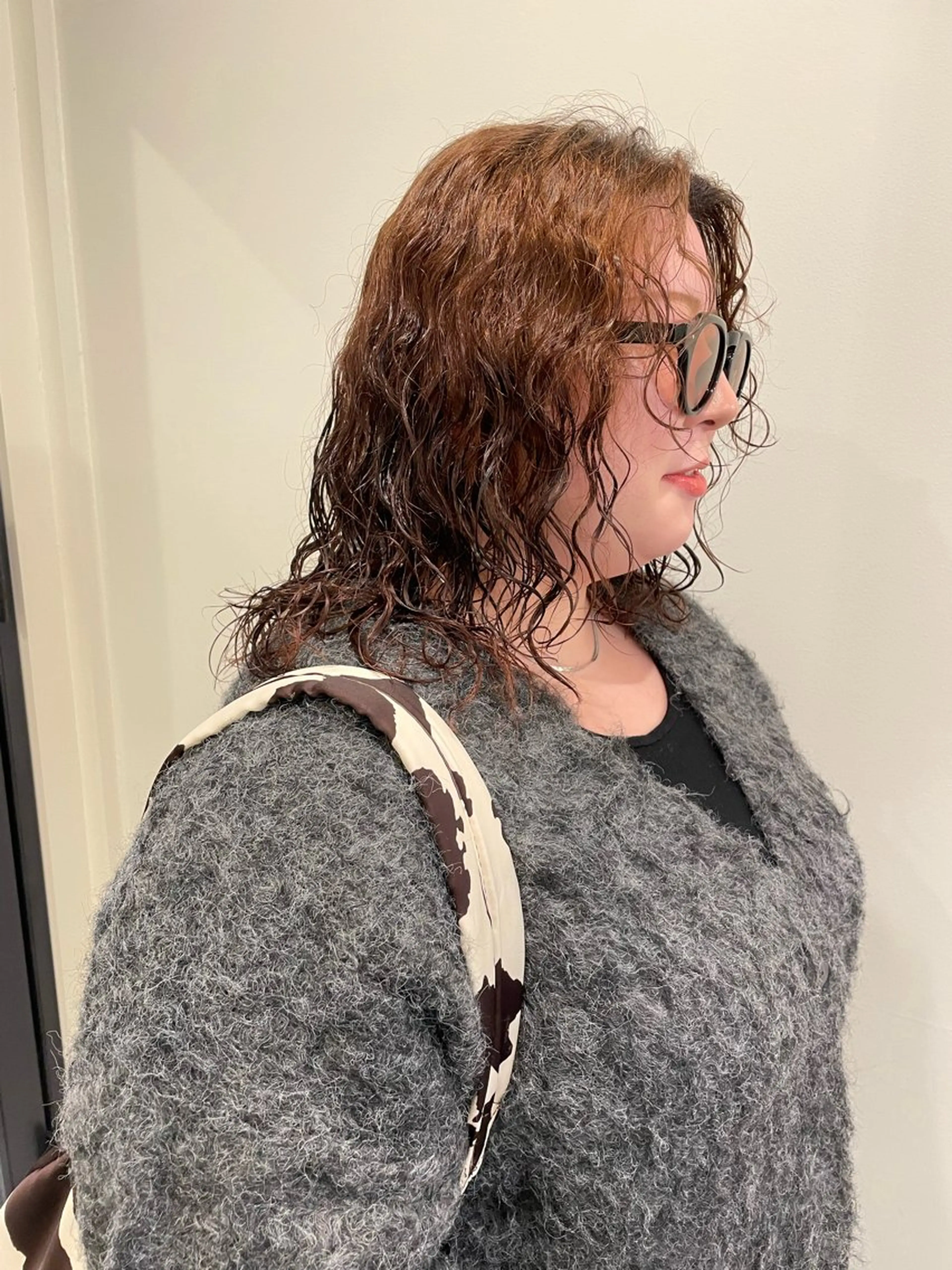 ミディアム ミディアムパーマ カット パーマ 渋谷 留菜のヘアスタイル