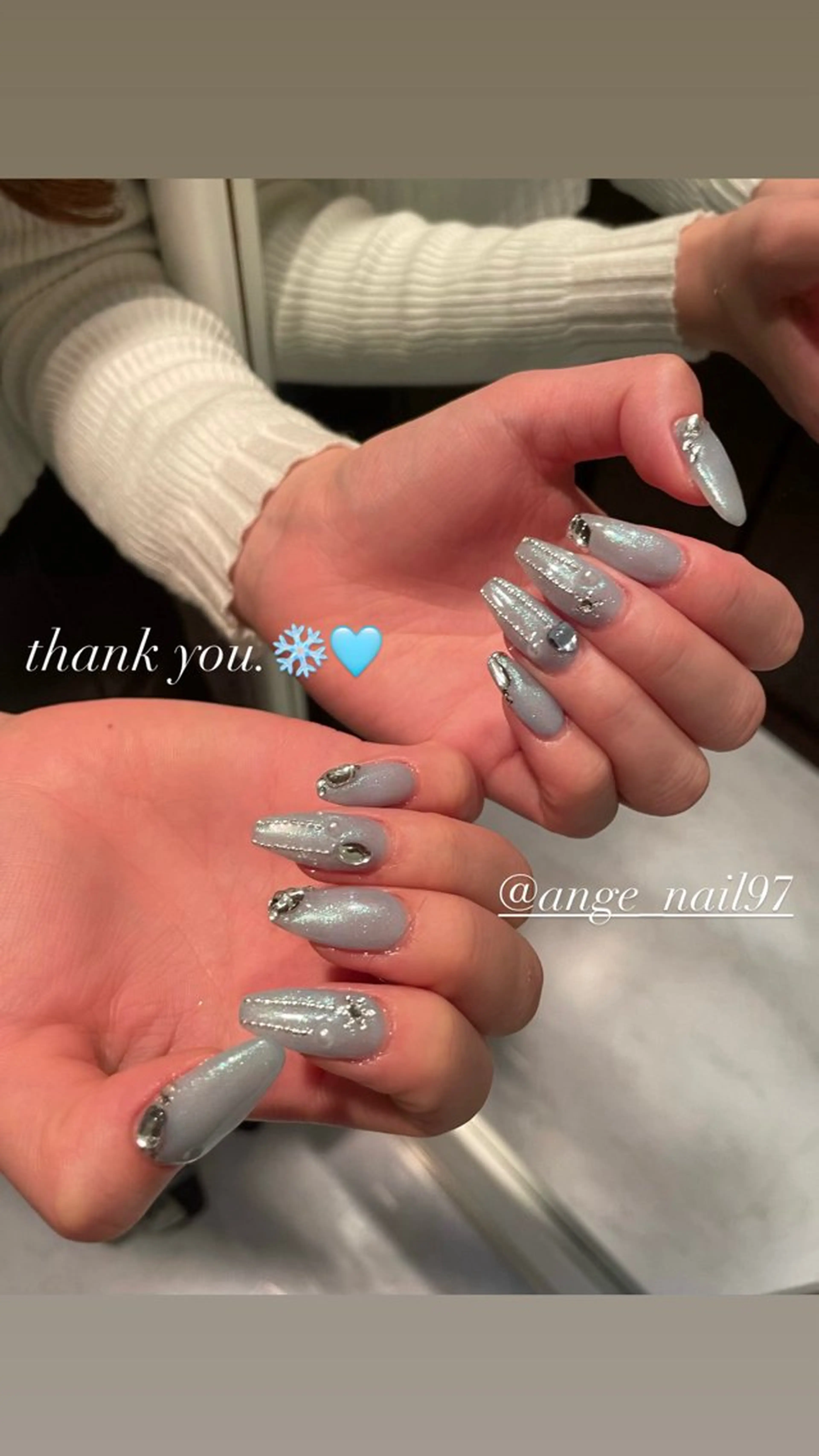 ネイル ブルー チークネイル フレンチネイル ガーリー 氷ネイル・うるうるネイル ハンドネイル Nail salon 🎀Angeのネイルデザイン