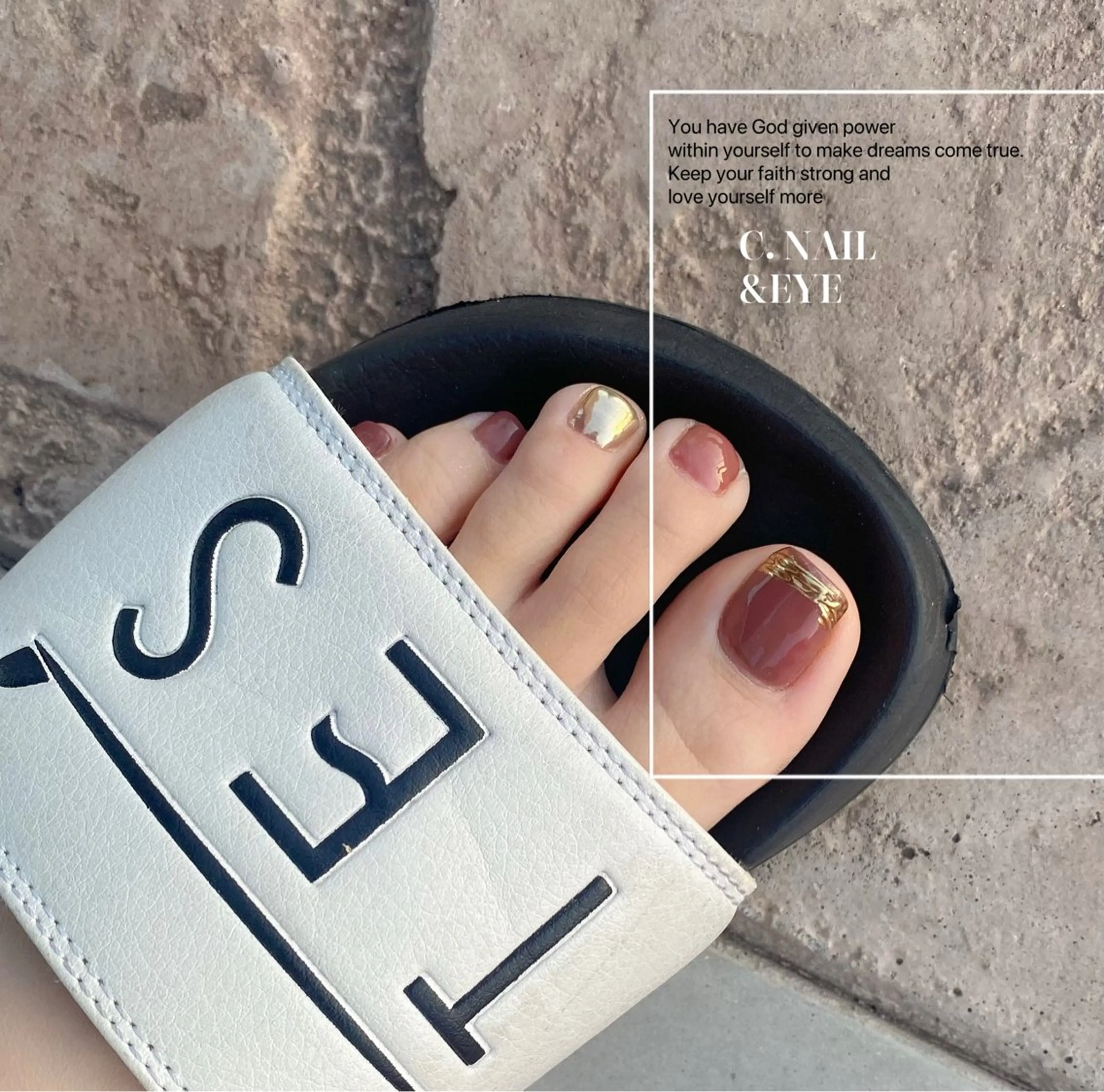 ネイル 入学式 フラッシュネイル フットネイル 卒業式 氷ネイル・うるうるネイル フットネイル C.Nail &Eye筑紫駅のネイルデザイン