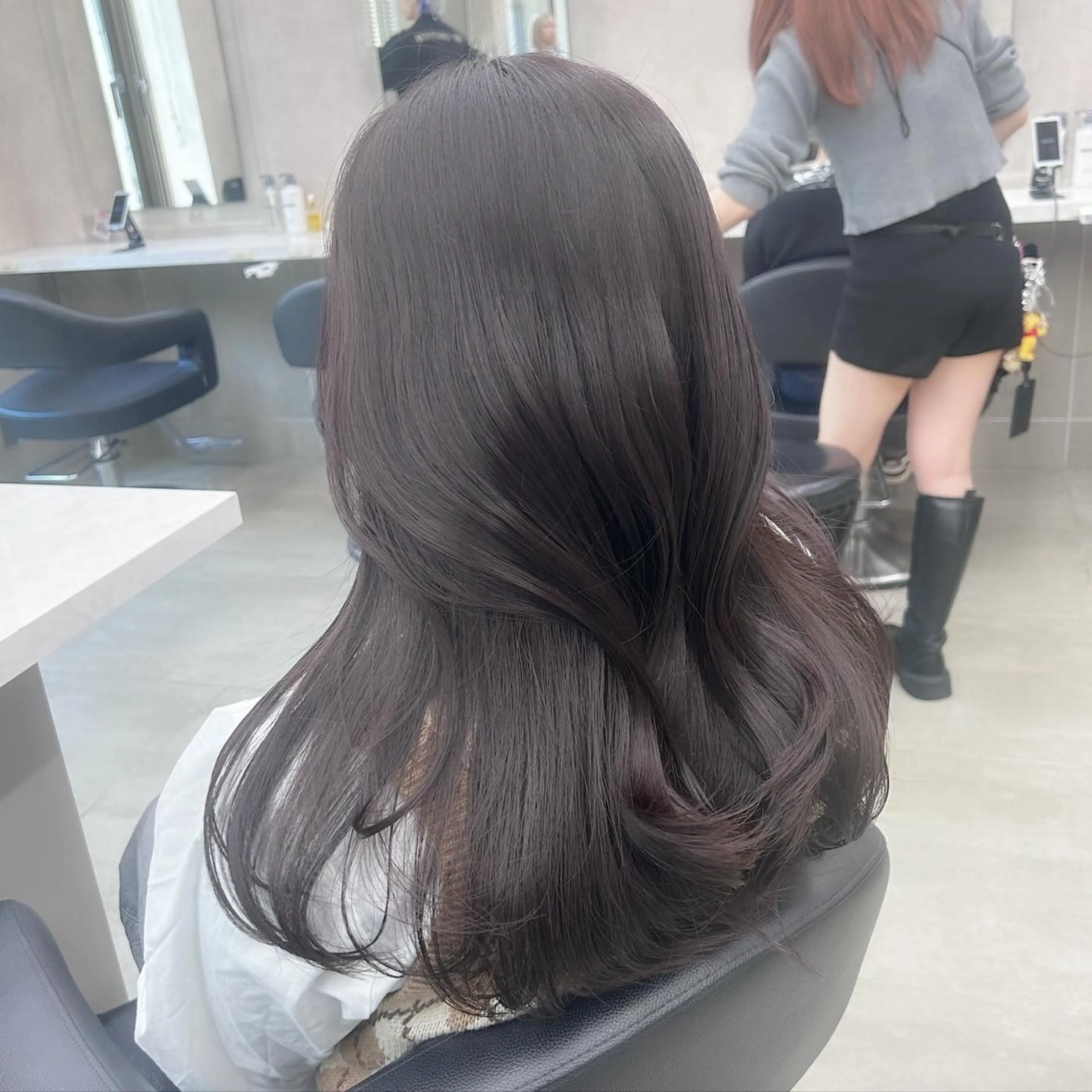 ロング カラー パーマ ヘアアレンジ メンズ キッズ ブリーチなしカラー/ ブラウン/レイヤーのヘアスタイル