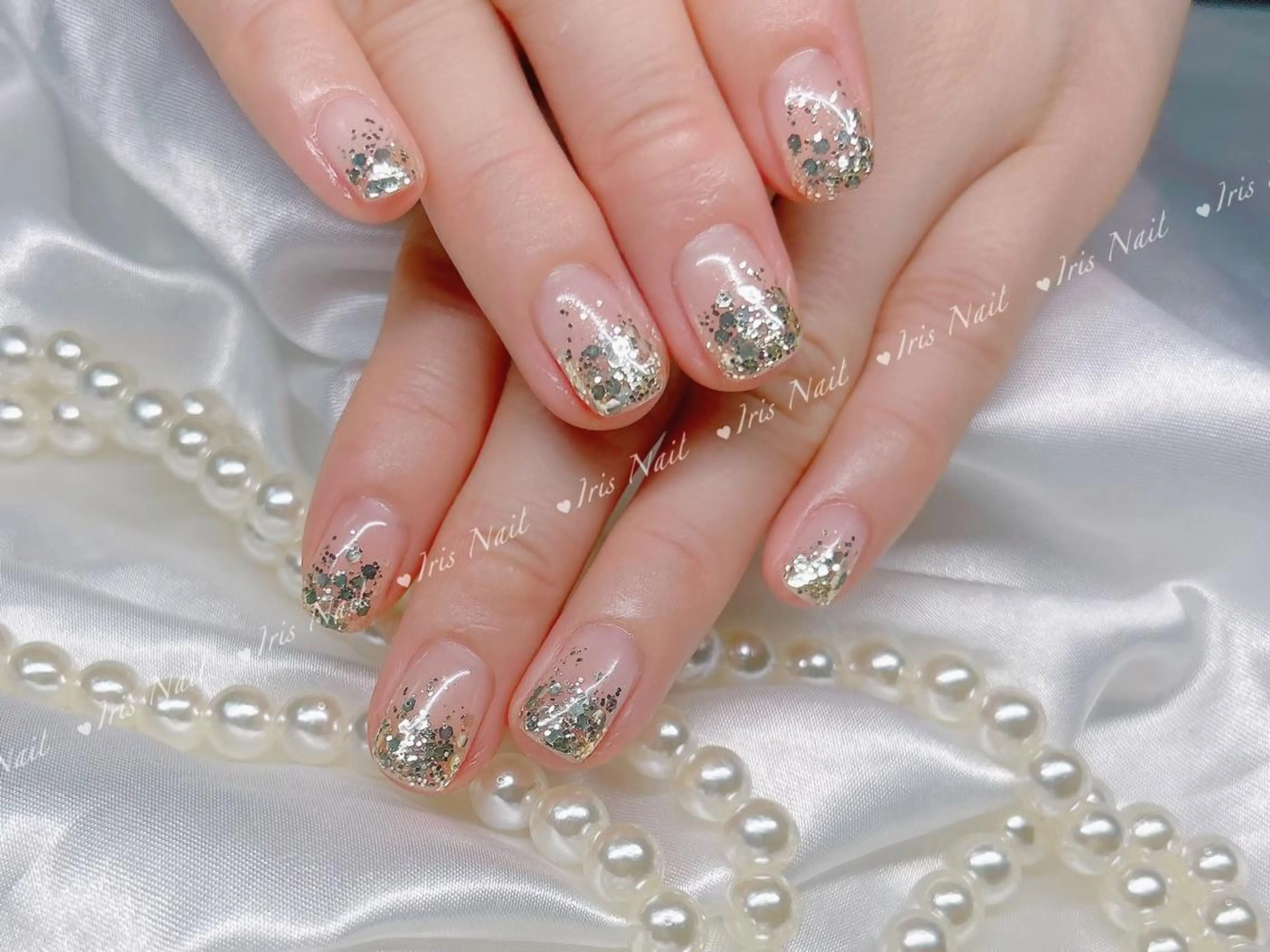 ネイル グラデーション キラキラネイル ラメ(グリッター) ラメグラデーション ハンドネイル ハンドケア 🍒IRIS Nail🌸のネイルデザイン