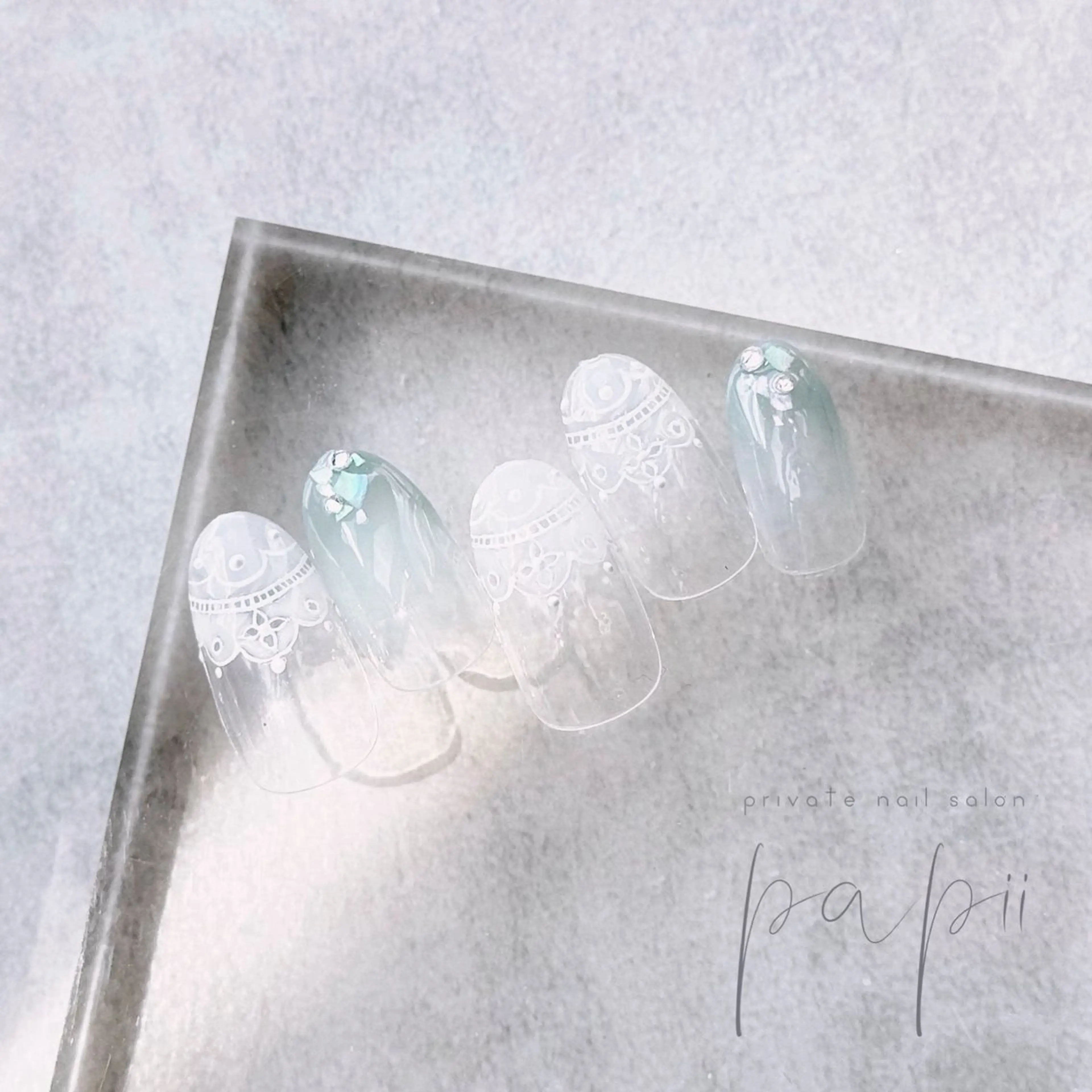 ネイル アートネイル フレンチネイル レース ハンドネイル private nail salon papii所属・papii☆ kurodaのネイルデザイン