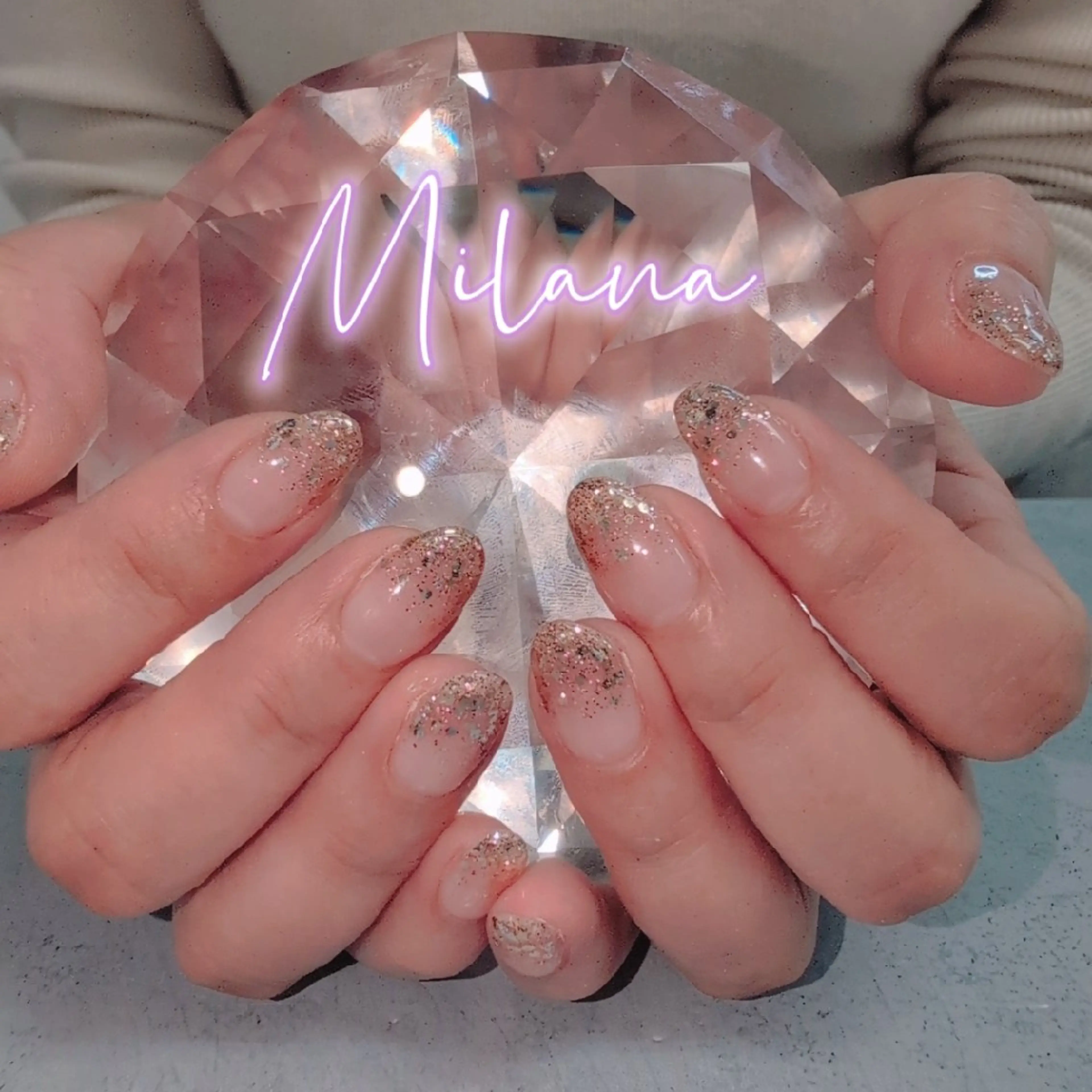 ネイル グラデーション ラメ(グリッター) ラメグラデーション ハンドネイル Milana 川瀬のネイルデザイン
