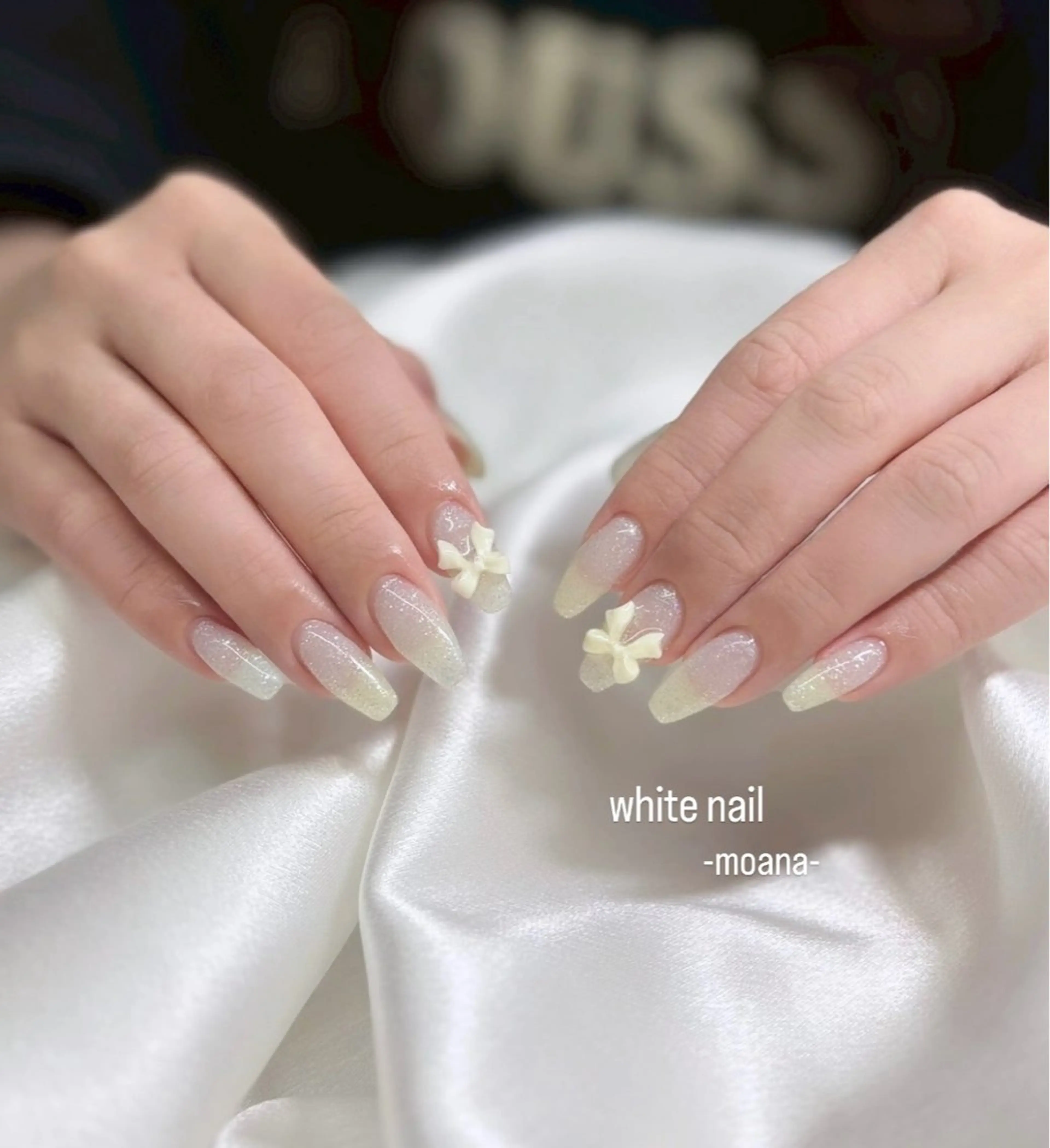 ネイル フラッシュネイル キラキラネイル 韓国ネイル ワンカラーネイル リボン ハンドネイル Moana nail Hiyoriのネイルデザイン