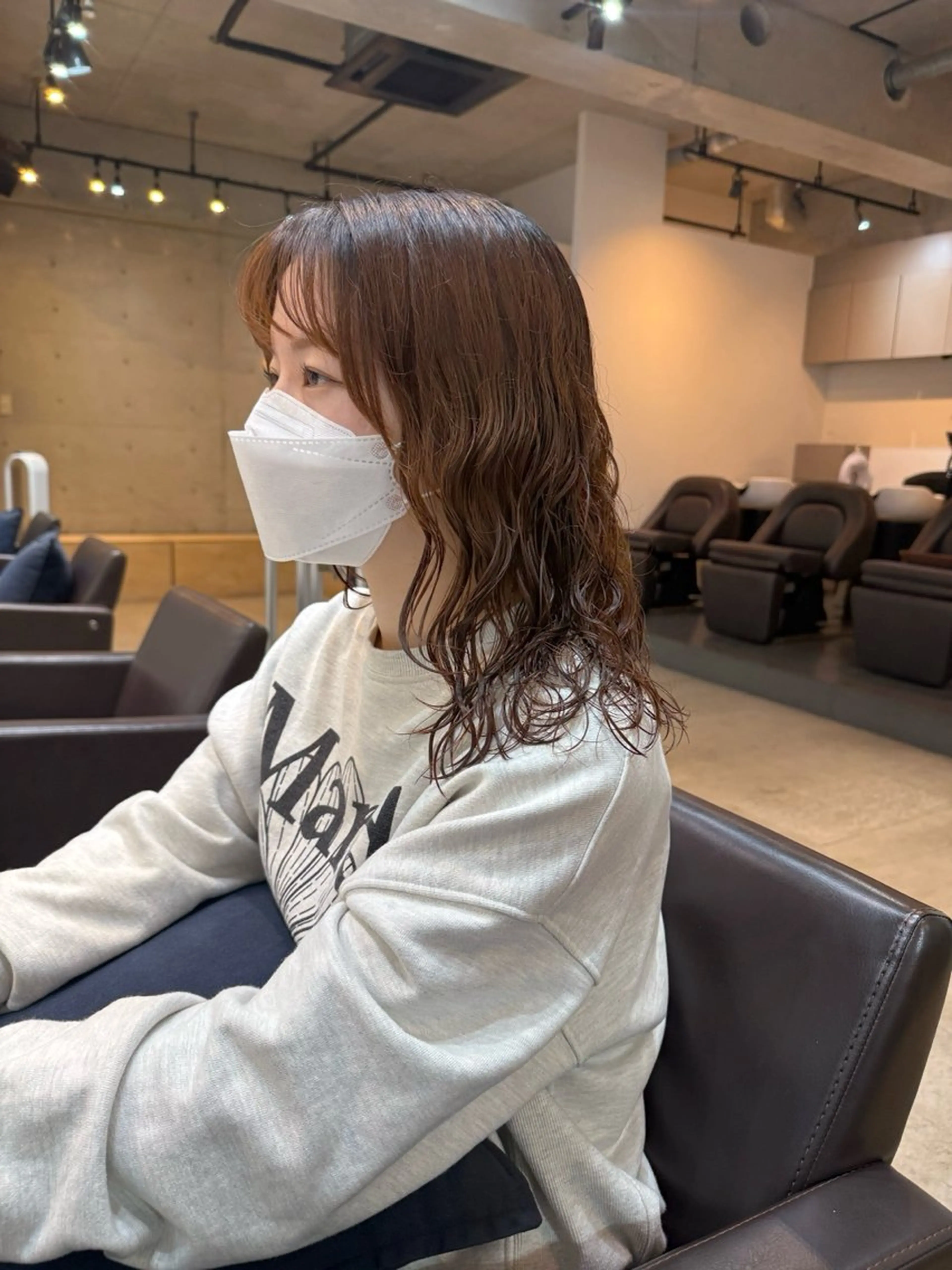 ミディアム カット ヘアカラー パーマ デジタルパーマ/ ウェーブパーマ/神野のヘアスタイル