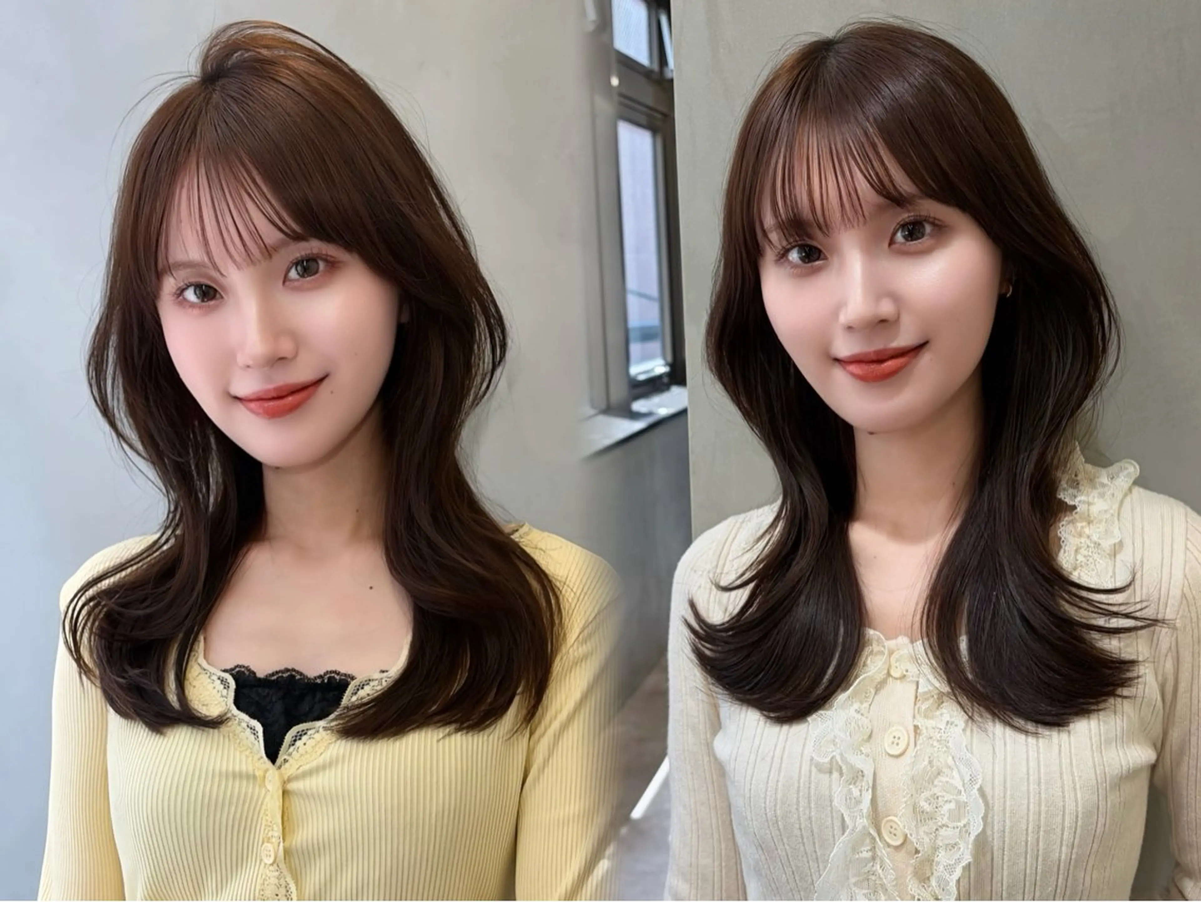 ミディアム カラー カット ヘアカラー トリートメント 韓国レイヤー ☁️🫧森ハリス誠一のヘアスタイル