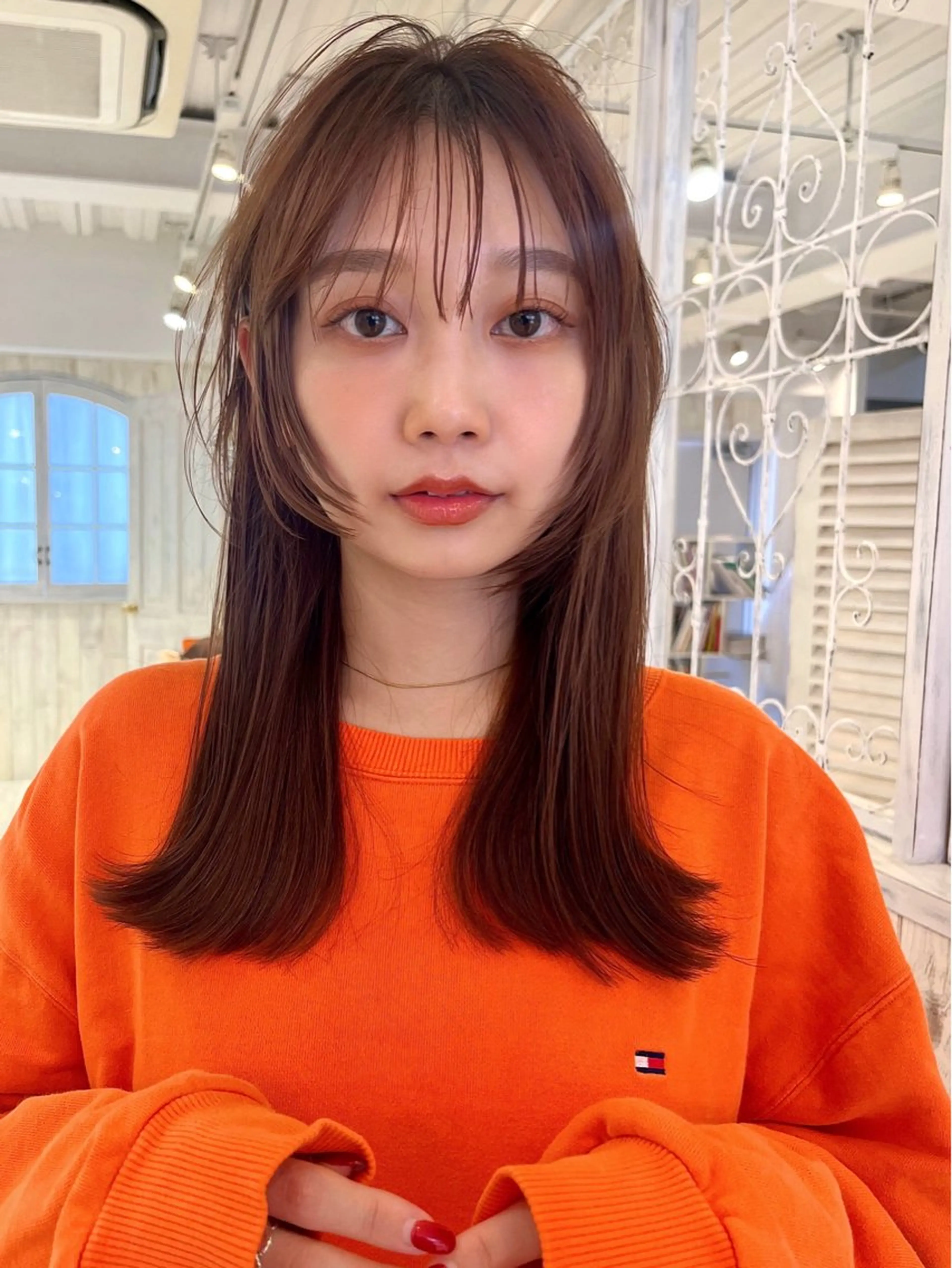 ロング カラー ハッシュカット 韓国風ヘア レイヤーカット 小顔カット 【韓国ヘア×透明感 カラー】笹谷 莉未のヘアスタイル